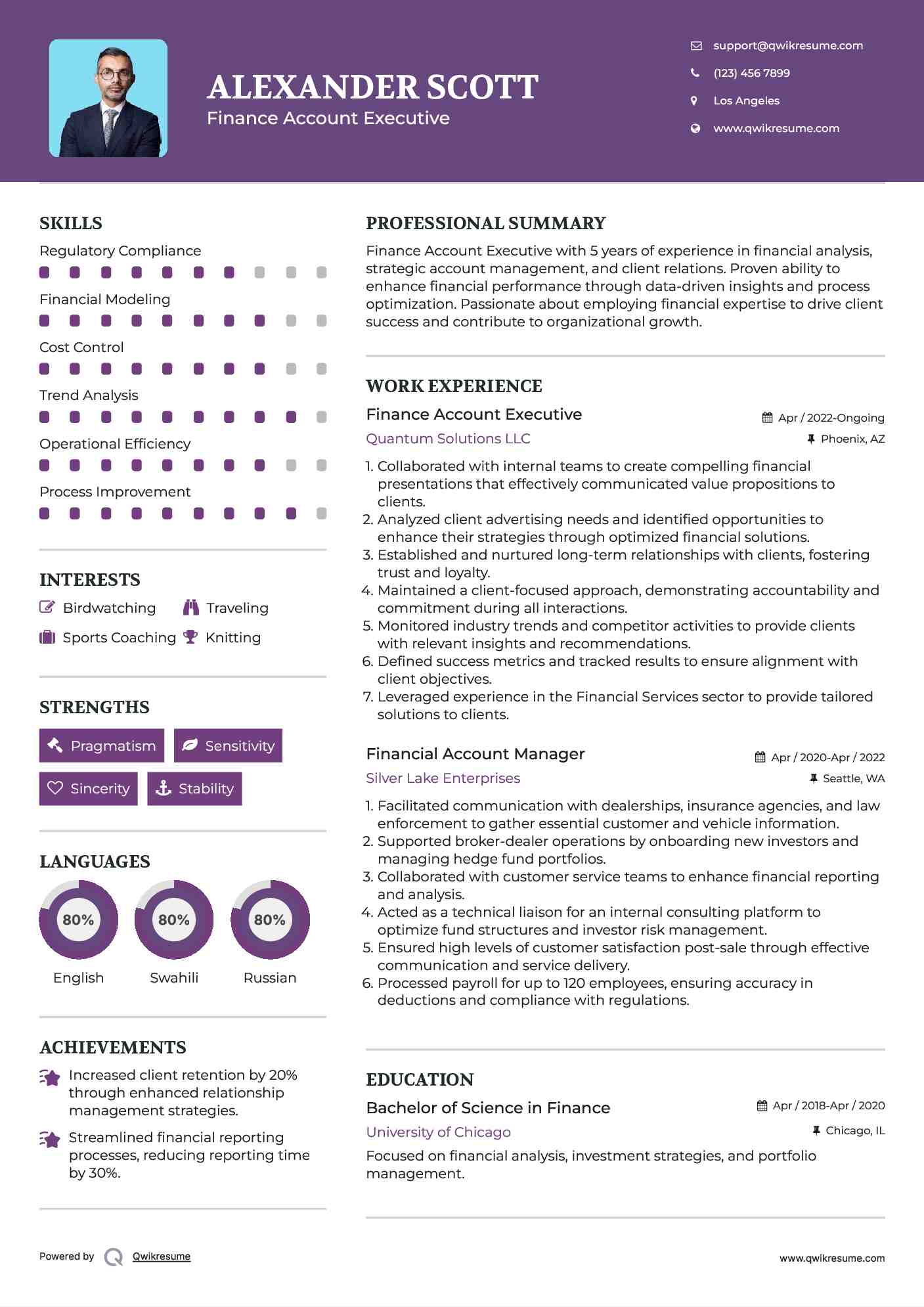 Finance Account Executive Resume Template
