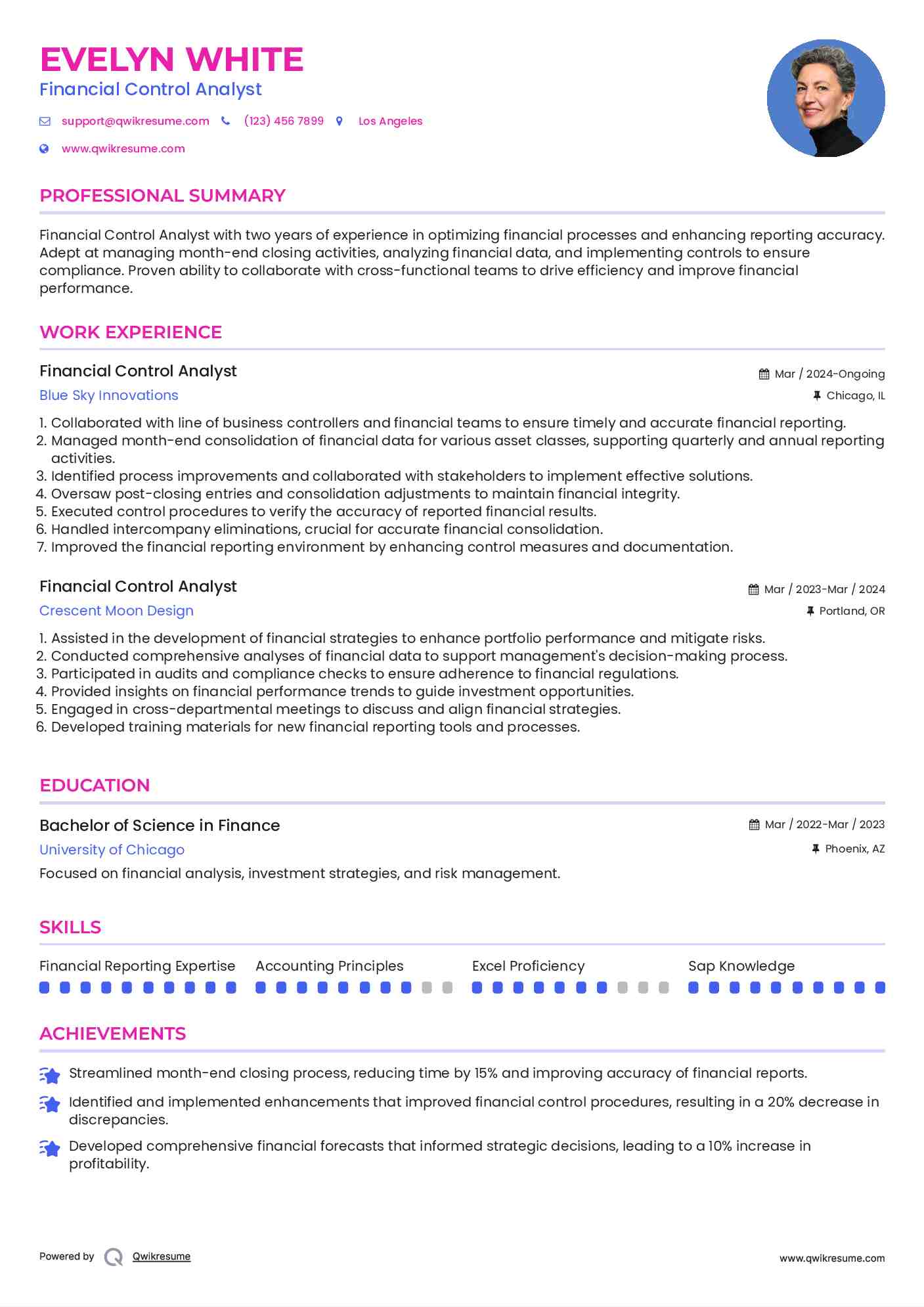 Financial Control Analyst Resume Template