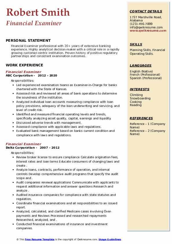 Financial Examiner Resume Samples QwikResume financial-examiner-resume-samples-qwikresume