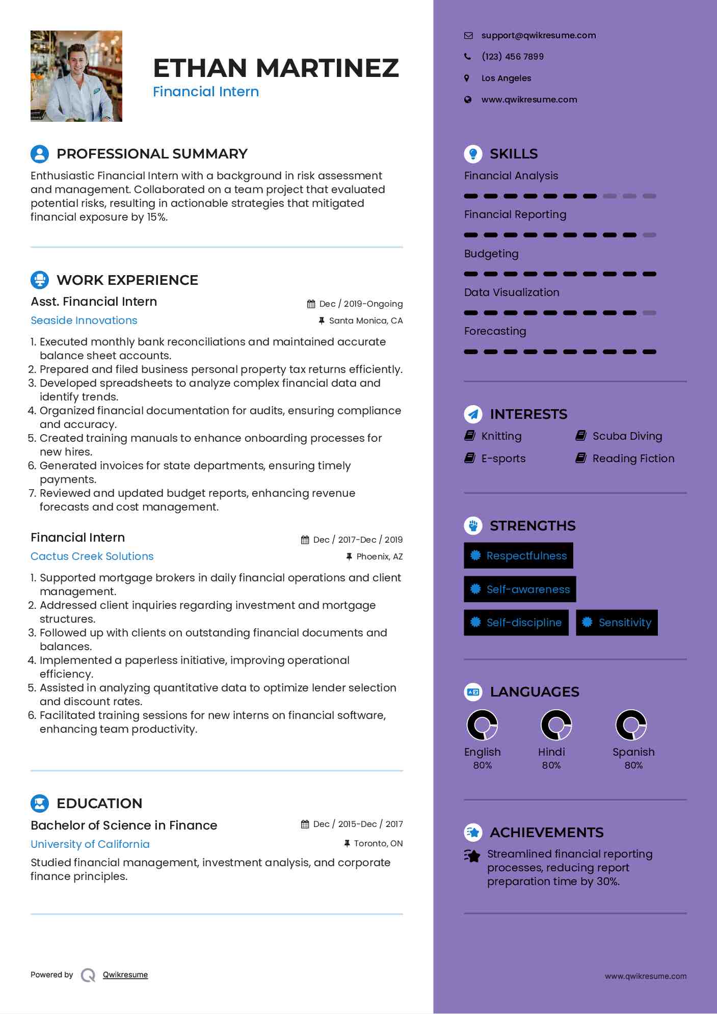 10 Financial Intern Resume Samples - Financial Intern 1586861062 Pdf
