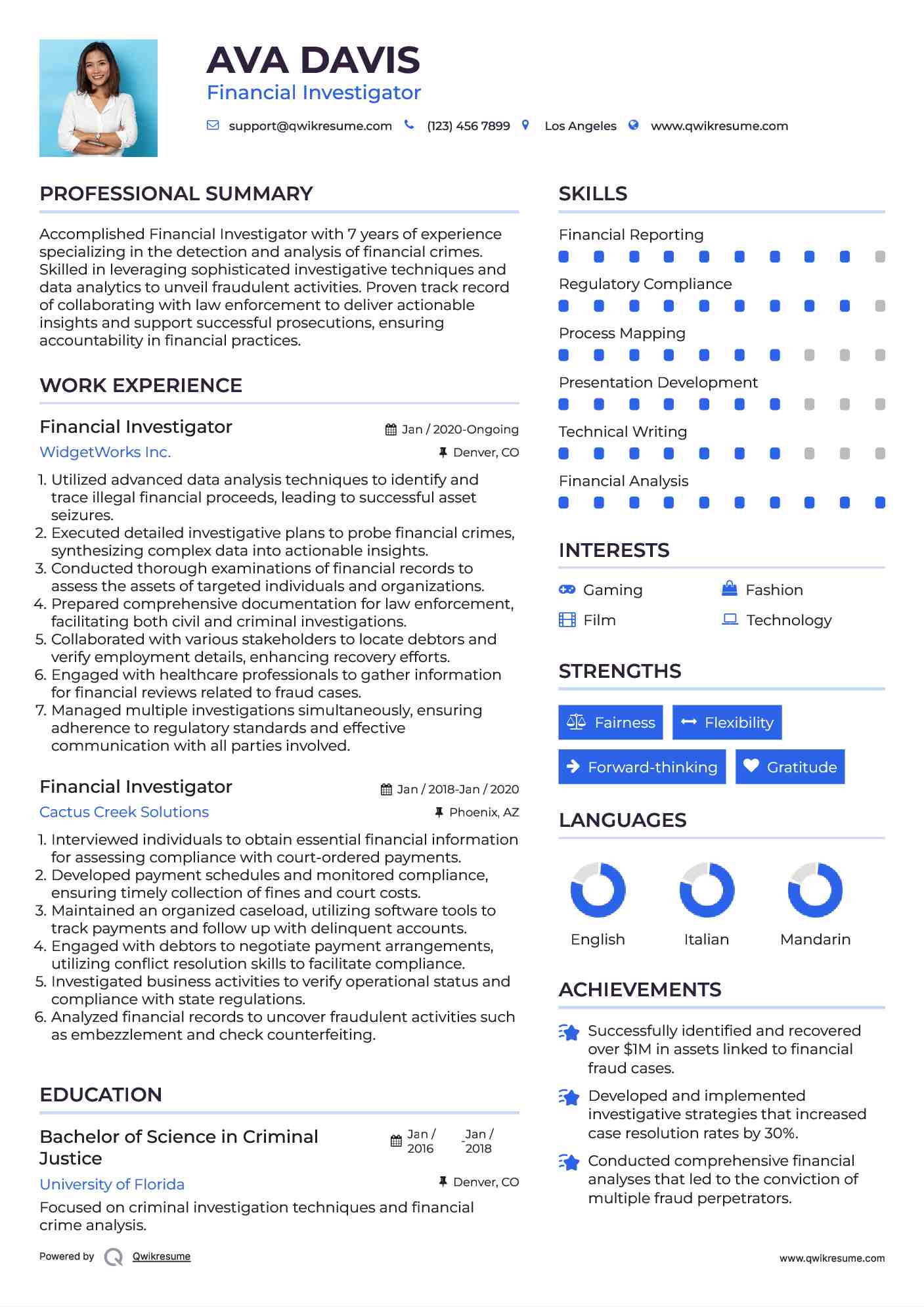 Financial Investigator Resume Template