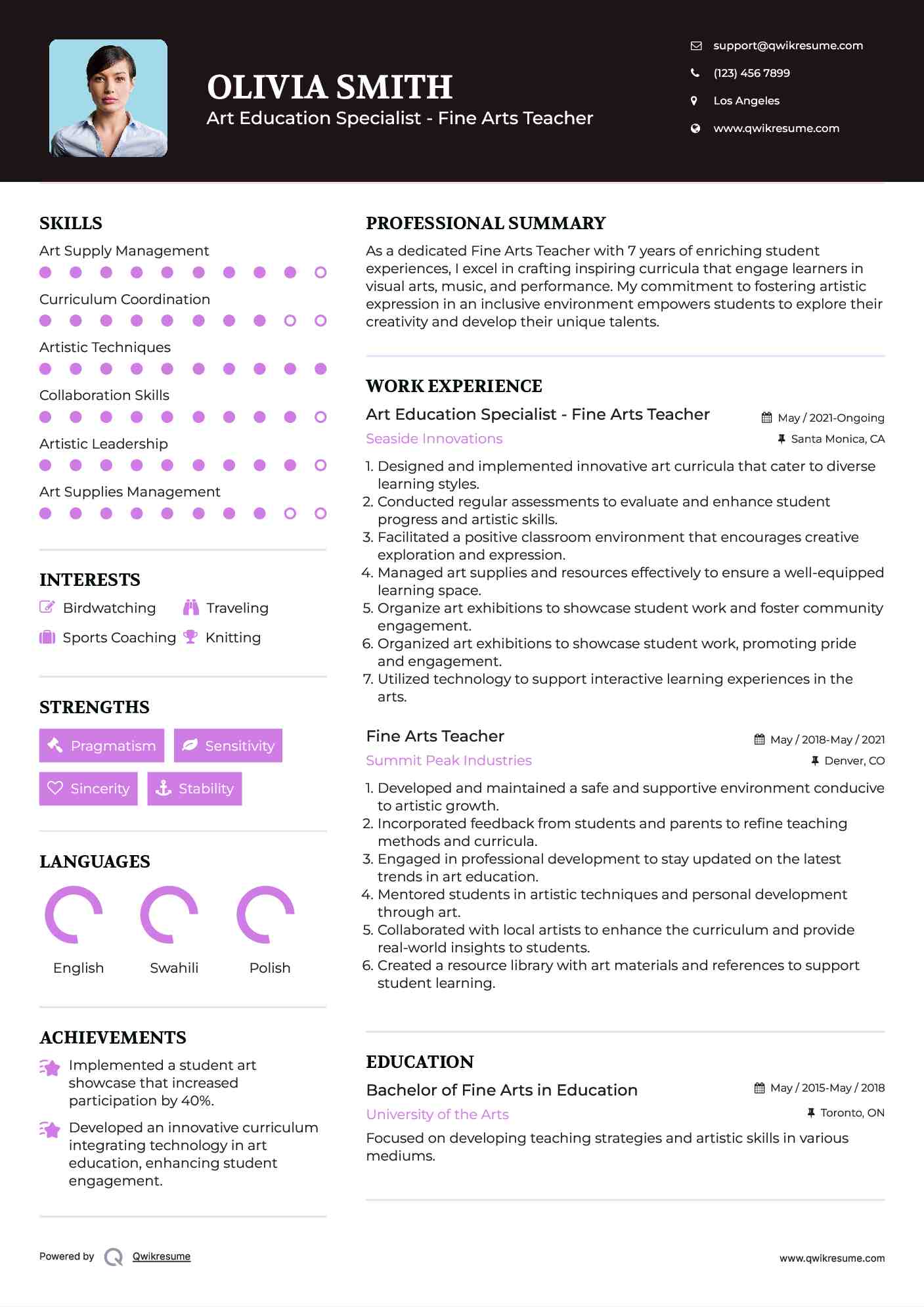 10 Fine Arts Teacher Resume Samples - Fine Arts Teacher 1635266751 Pdf 