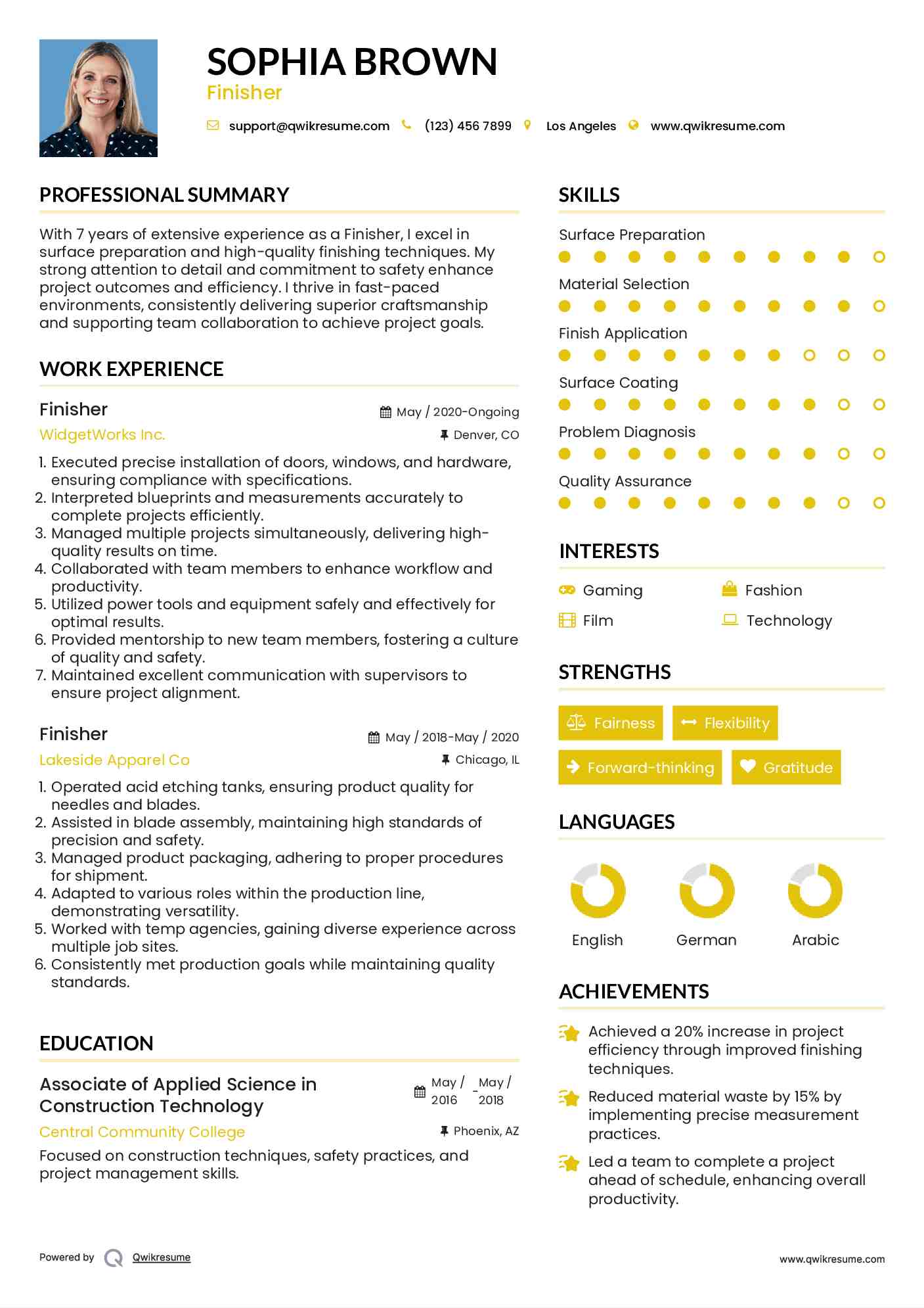 Finisher Resume Template