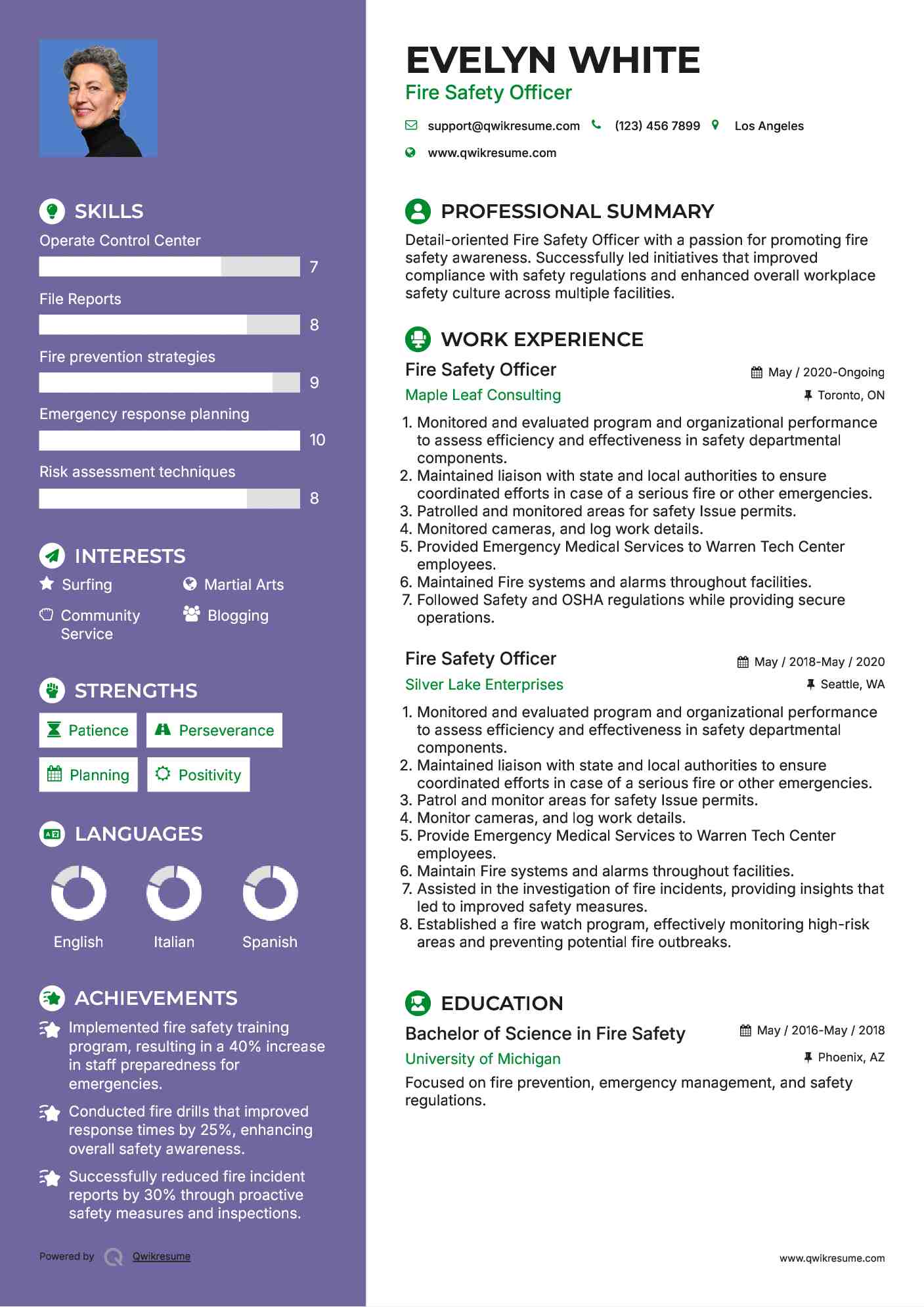 Fire Safety Officer Resume Example