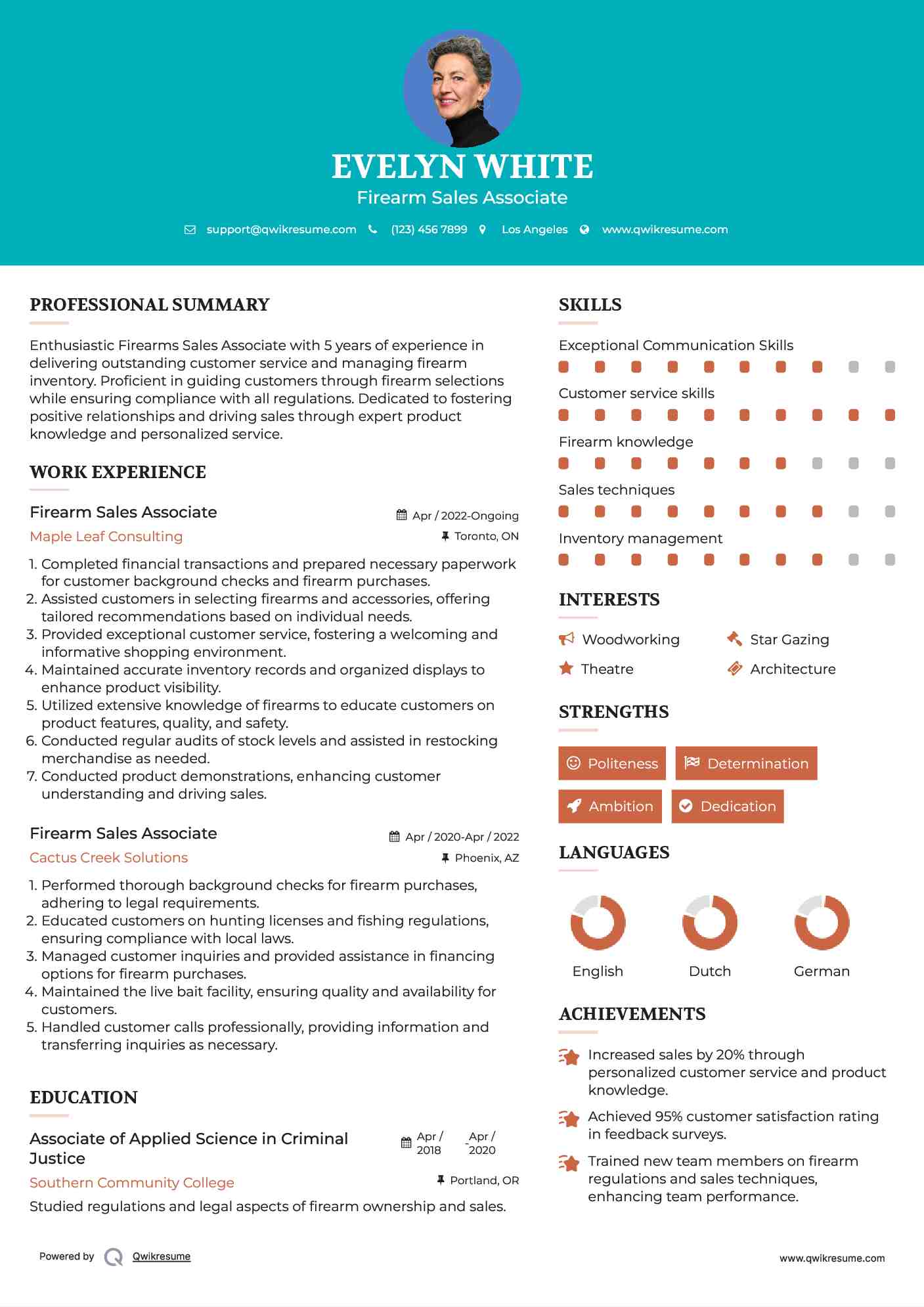 Firearm Sales Associate Resume Format