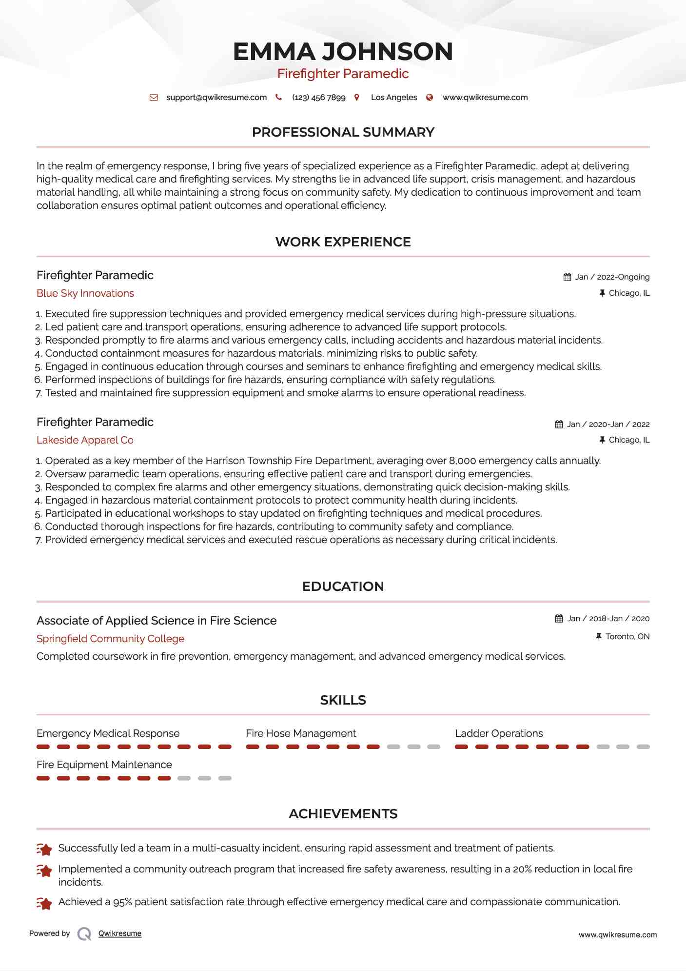 10 Firefighter Paramedic Resume - Firefighter Paramedic 1632935726 Pdf