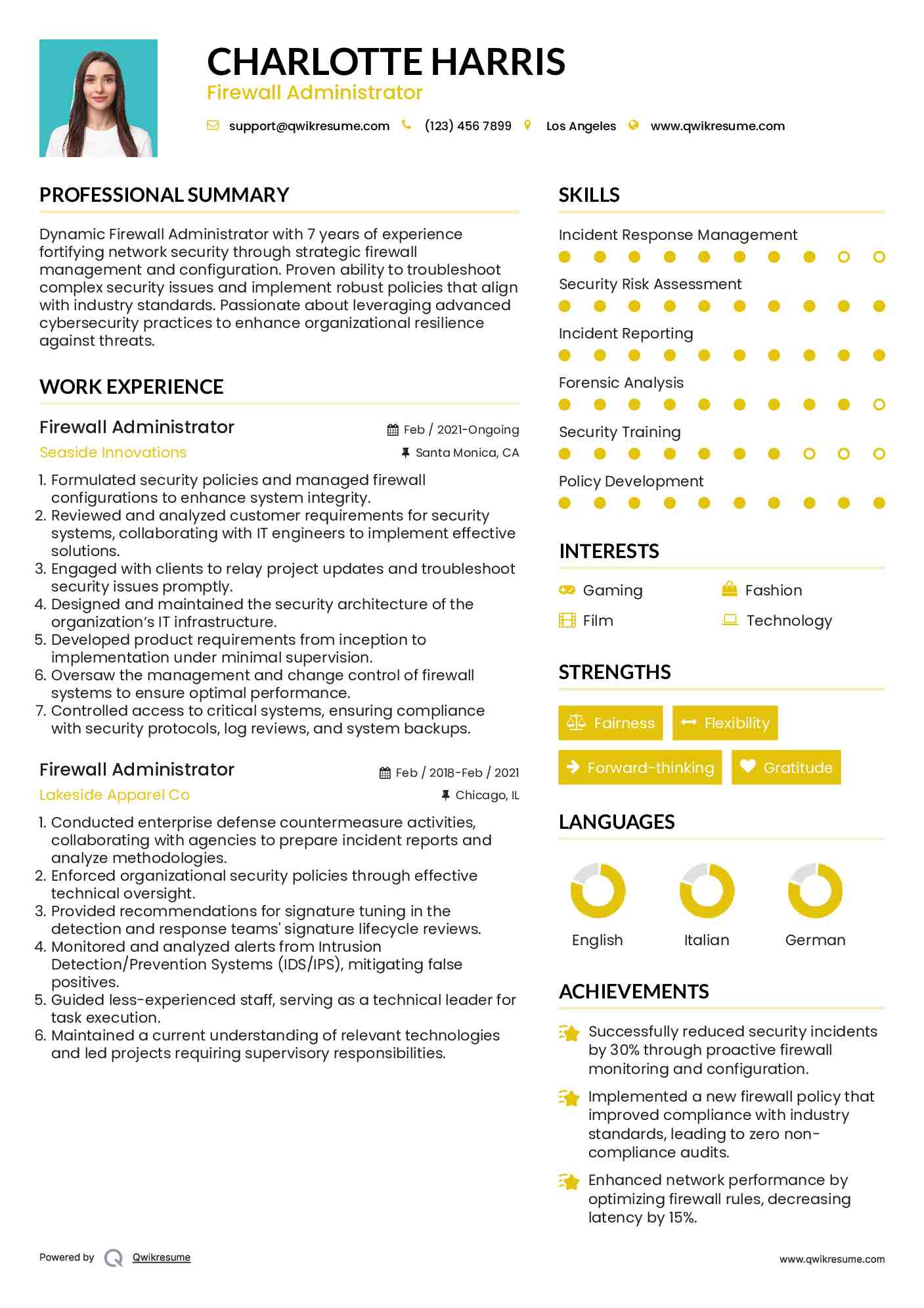 Firewall Administrator Resume Format