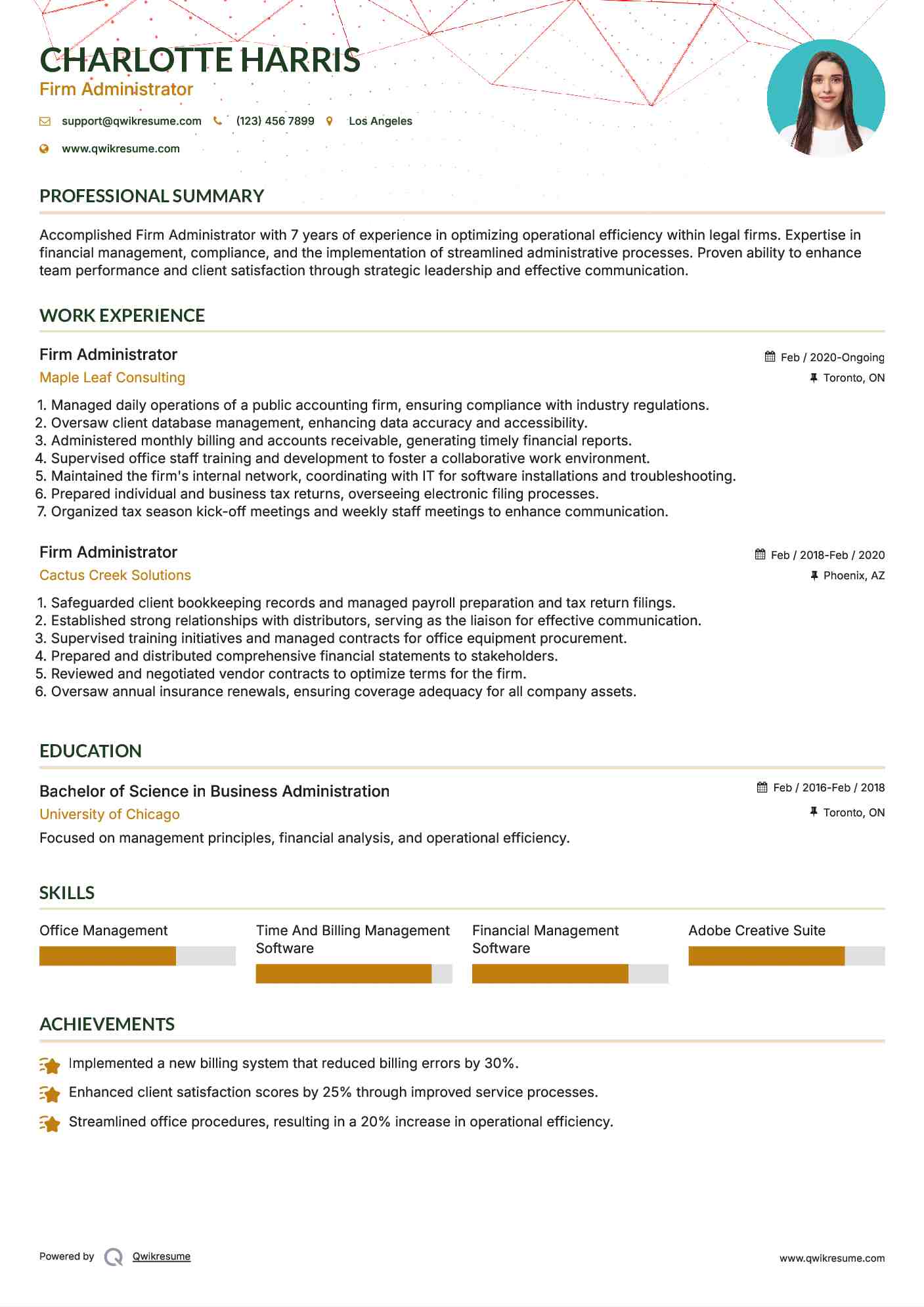 Firm Administrator Resume Model