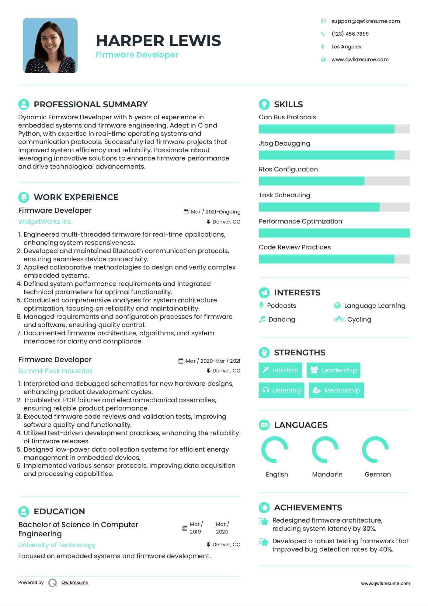 Firmware Developer Resume Format