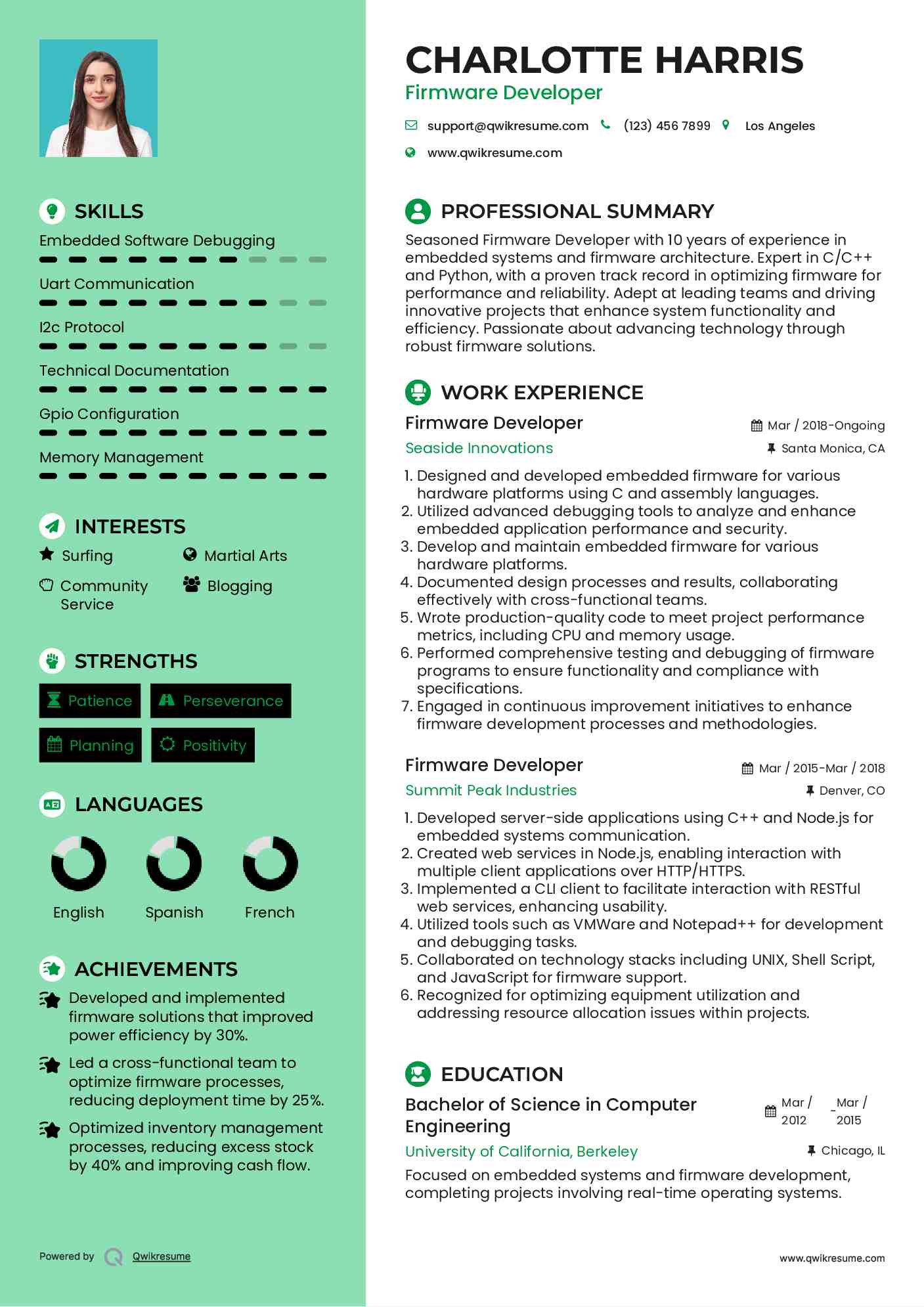 Firmware Developer Resume Model