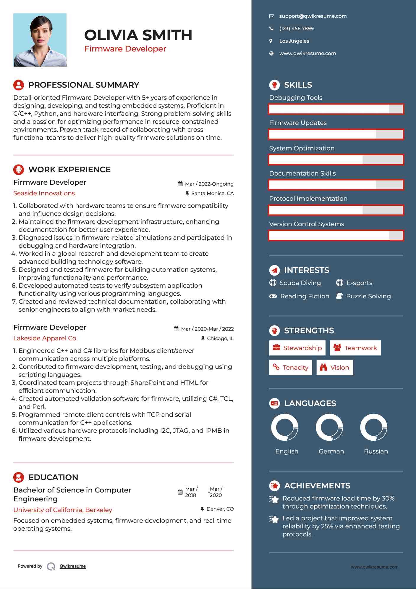 Firmware Developer Resume Model
