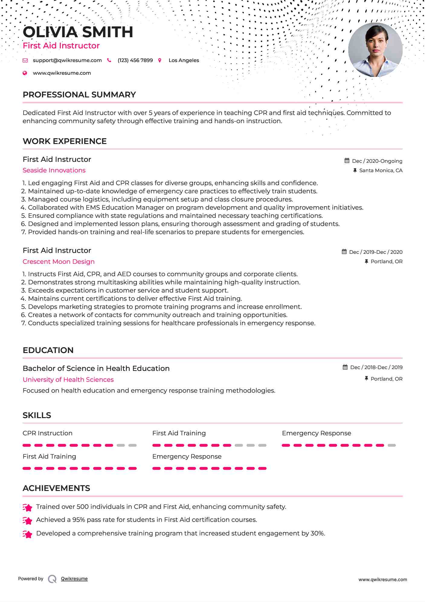 First Aid Instructor Resume Model