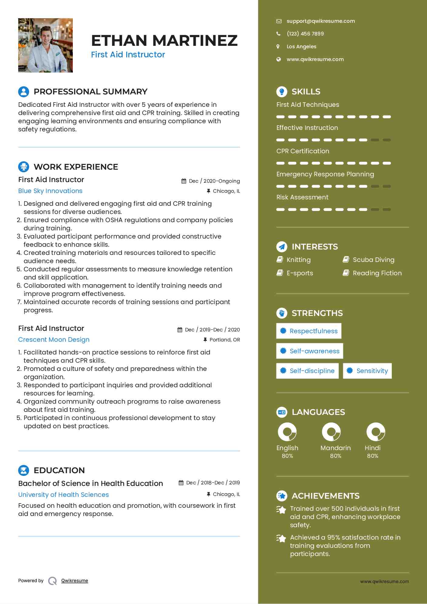 First Aid Instructor Resume Template