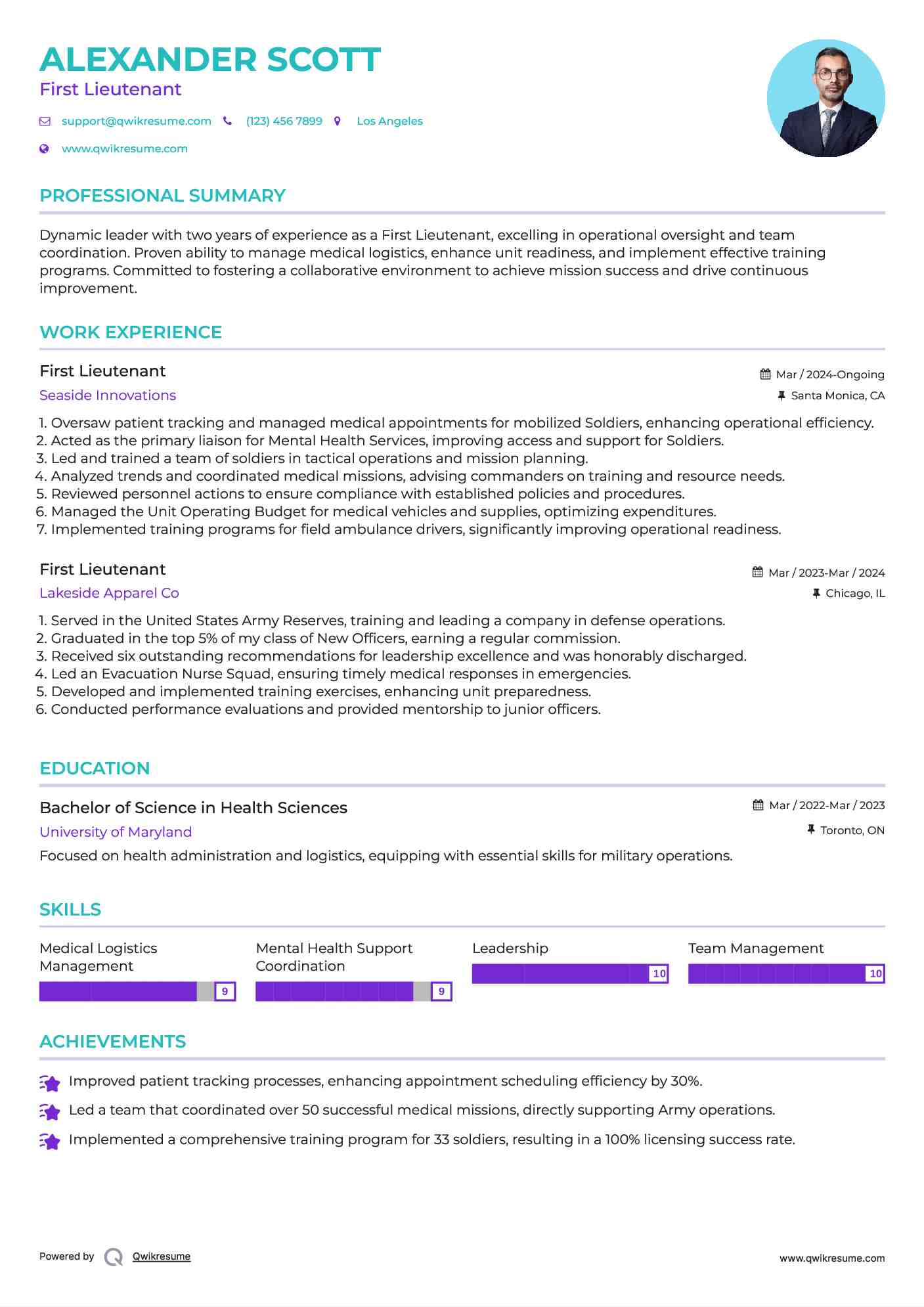 First Lieutenant Resume Template