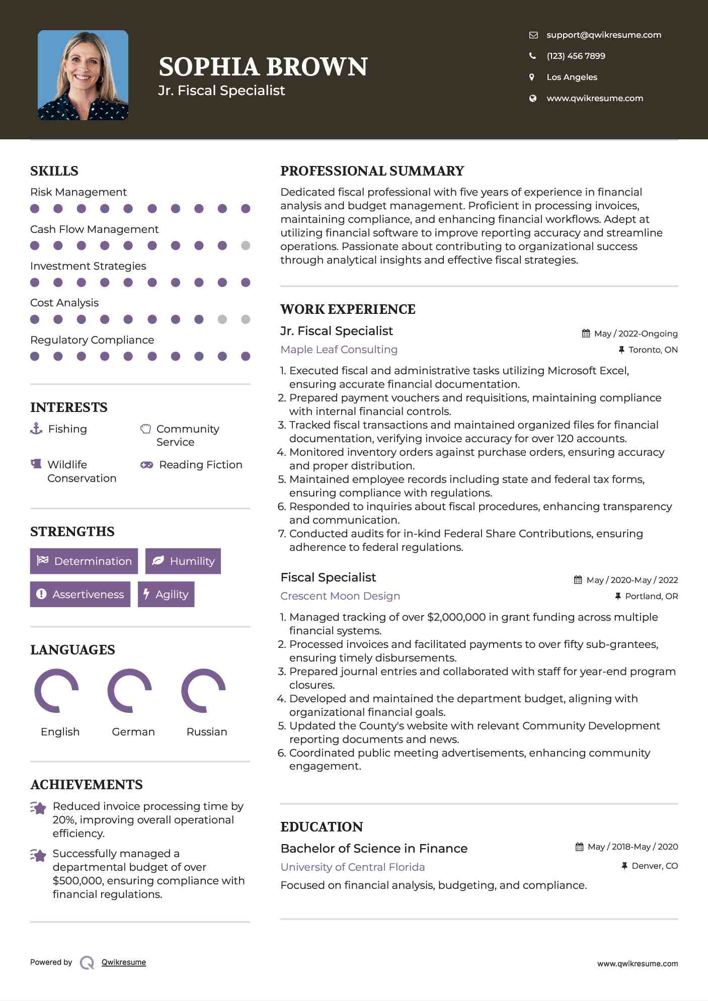 Jr. Fiscal Specialist Resume Template