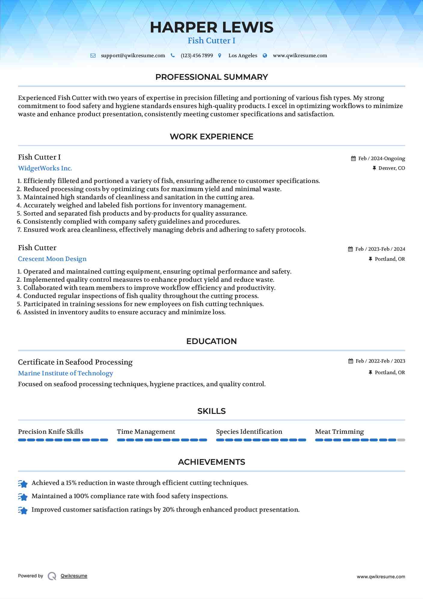 Fish Cutter I
 Resume Template