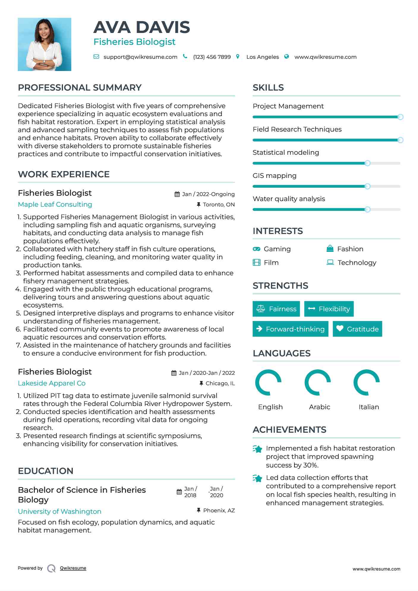Fisheries Biologist Resume Template