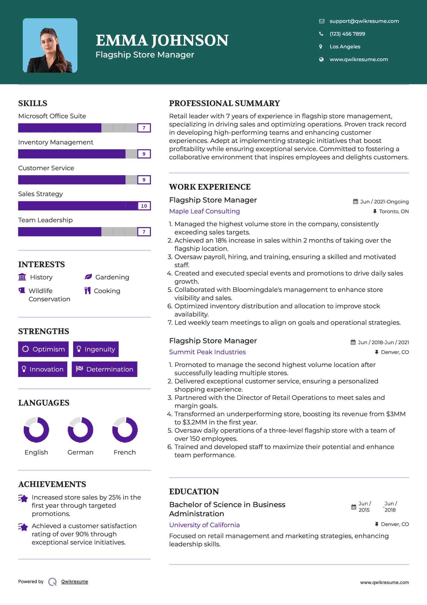 Flagship Store Manager Resume Template