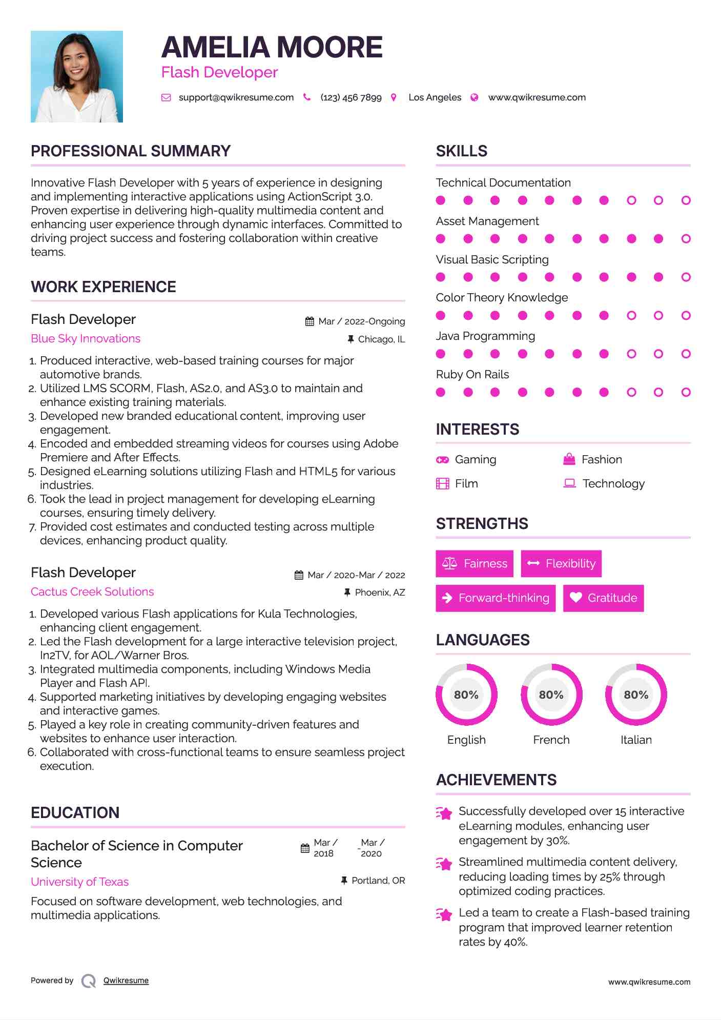 Flash Developer Resume Format