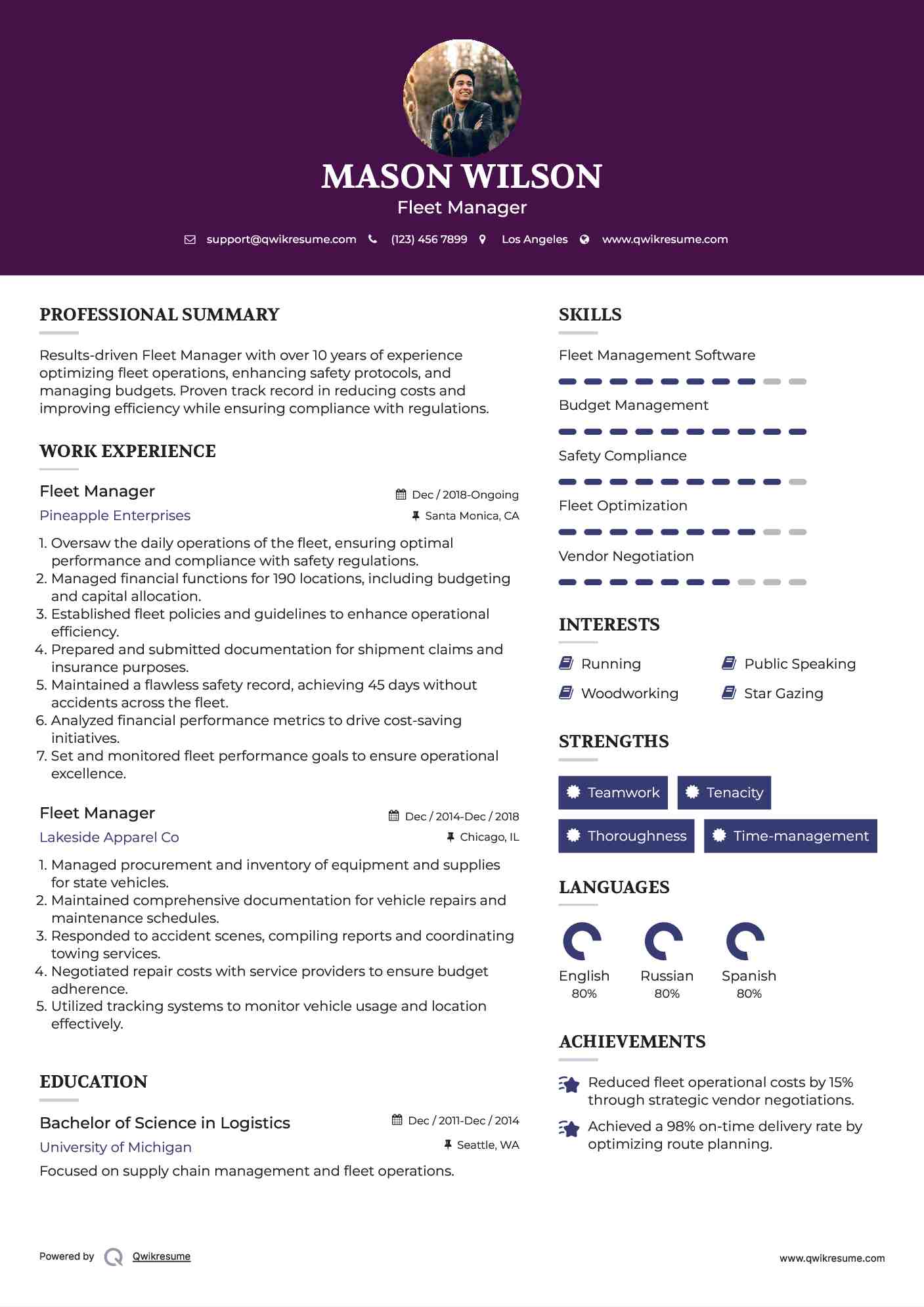 10 Fleet Manager Resume Samples - Fleet Manager 1562153023 Pdf