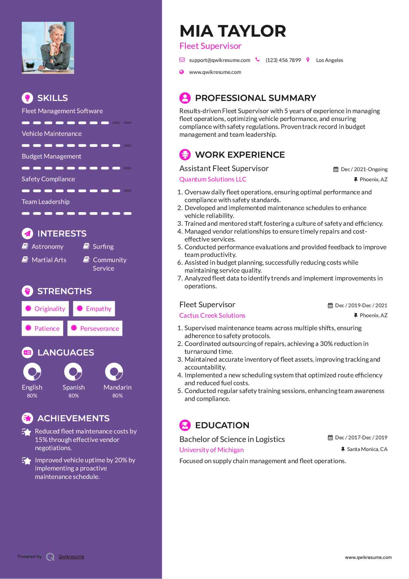 10 Fleet Supervisor Resume Samples - Fleet Supervisor 1586501232 Pdf 