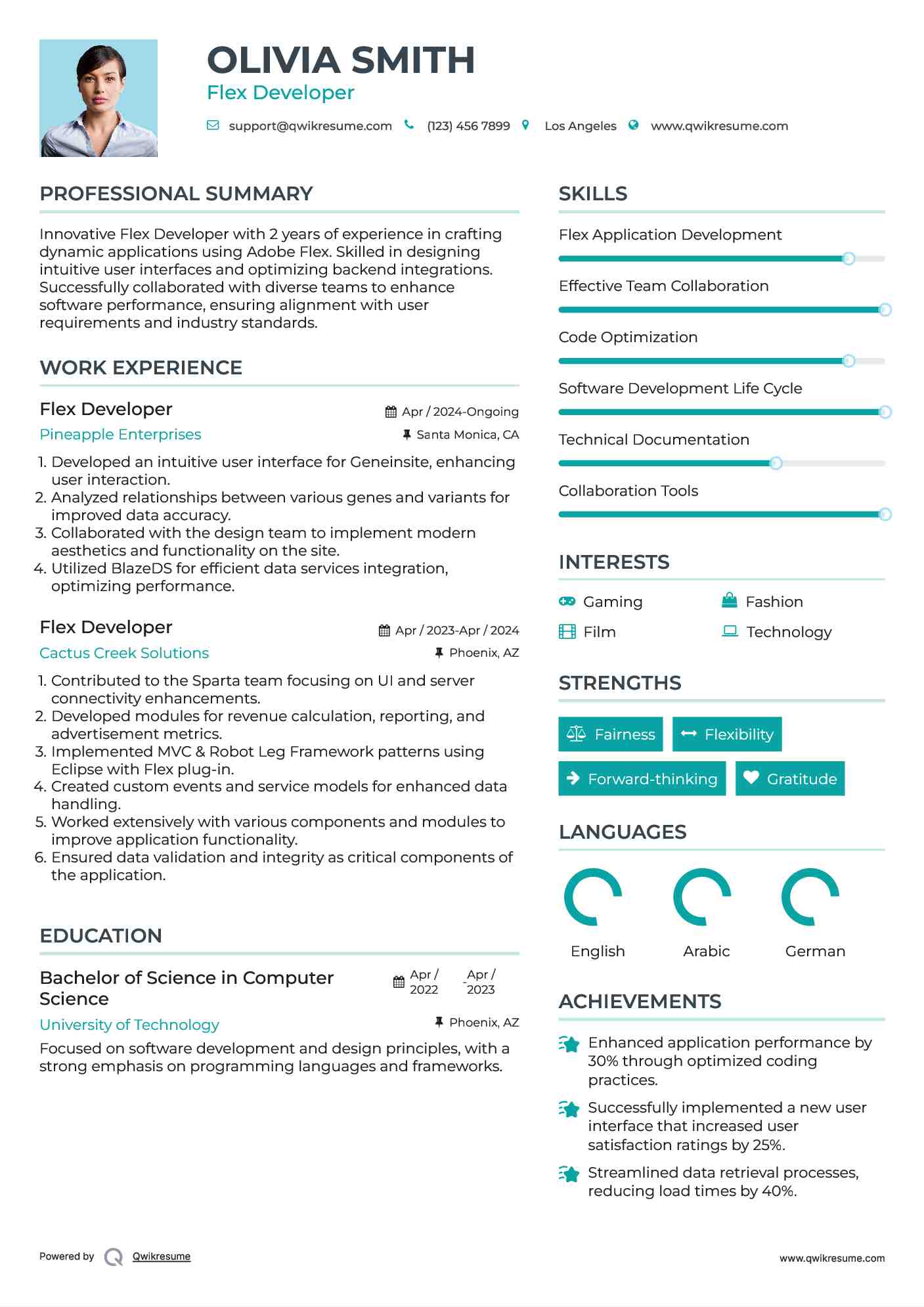 Flex Developer Resume Template