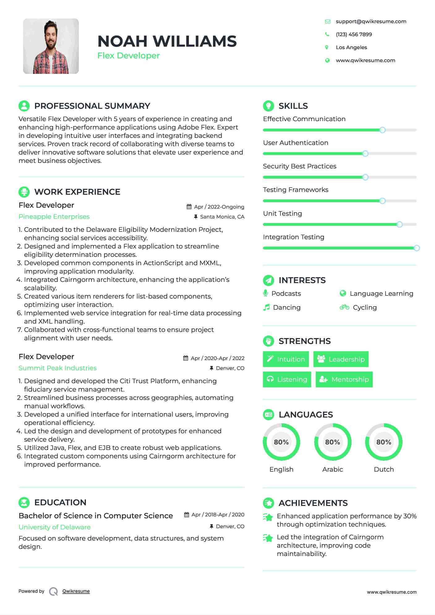 Flex Developer Resume Format