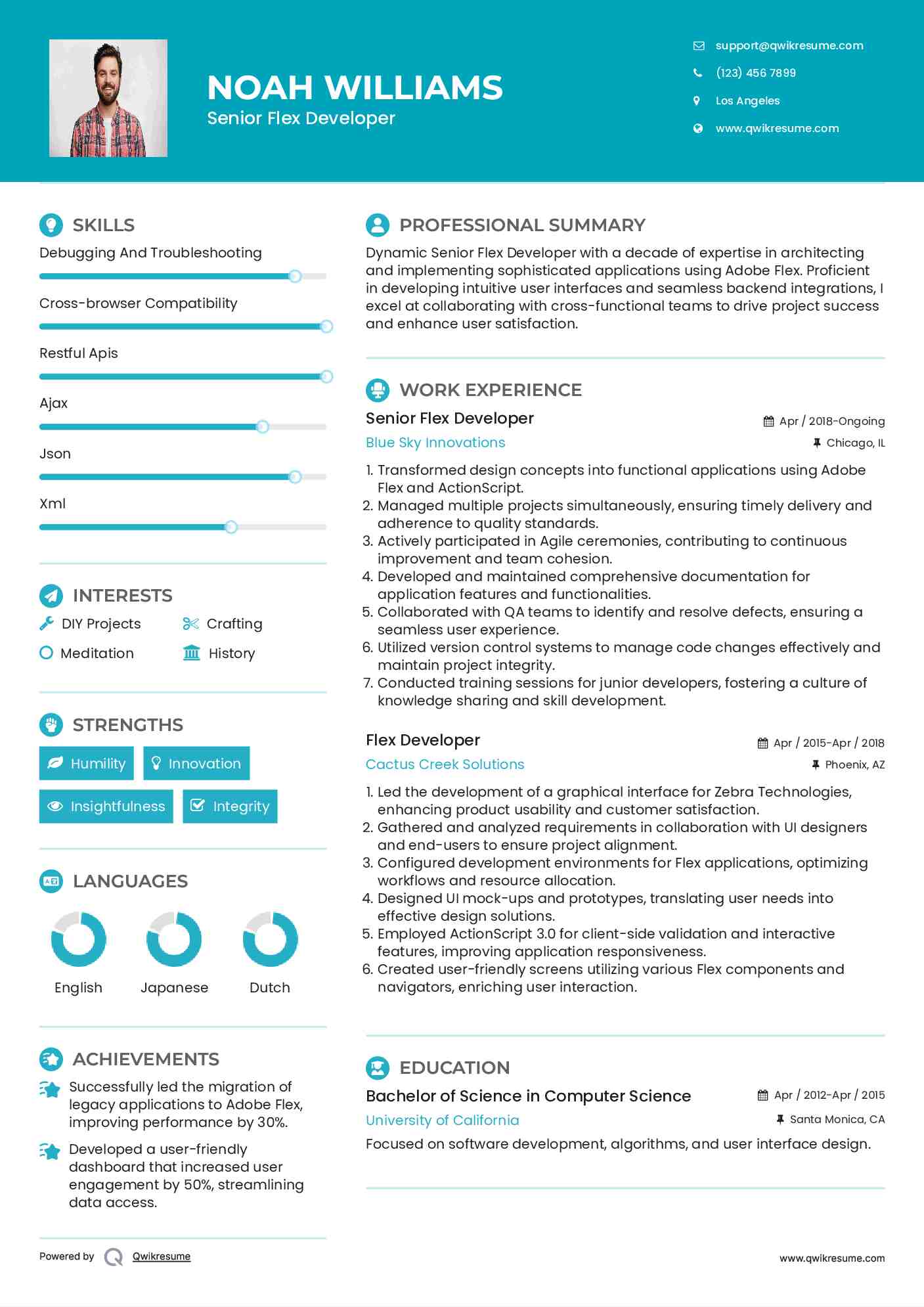 Senior Flex Developer Resume Model