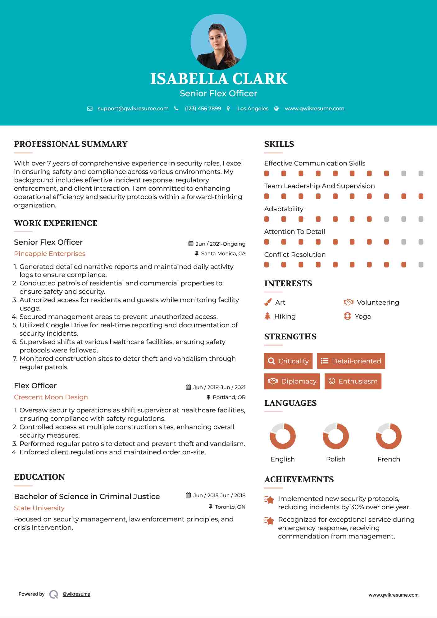 Senior Flex Officer Resume Format