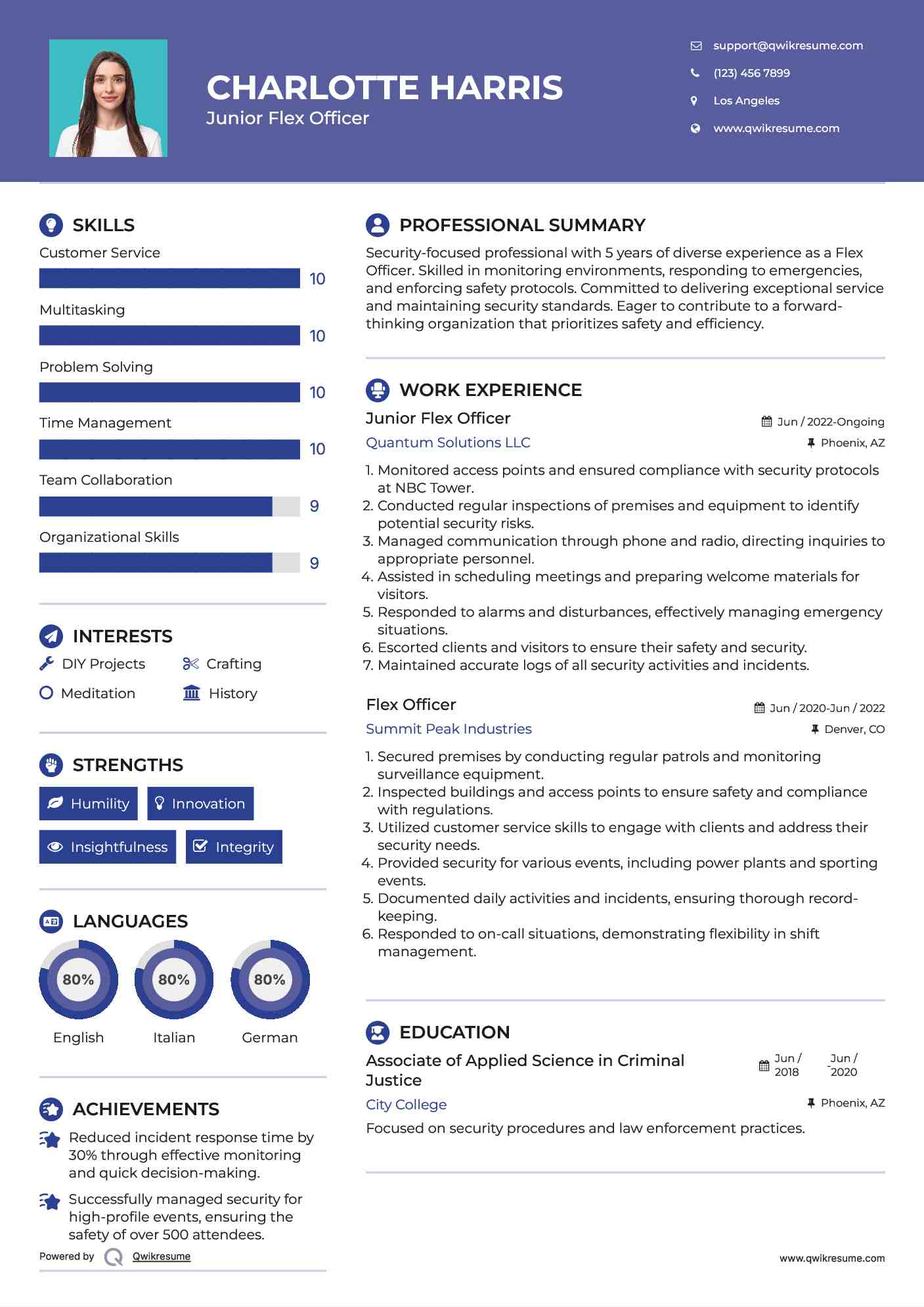 Junior Flex Officer Resume Format