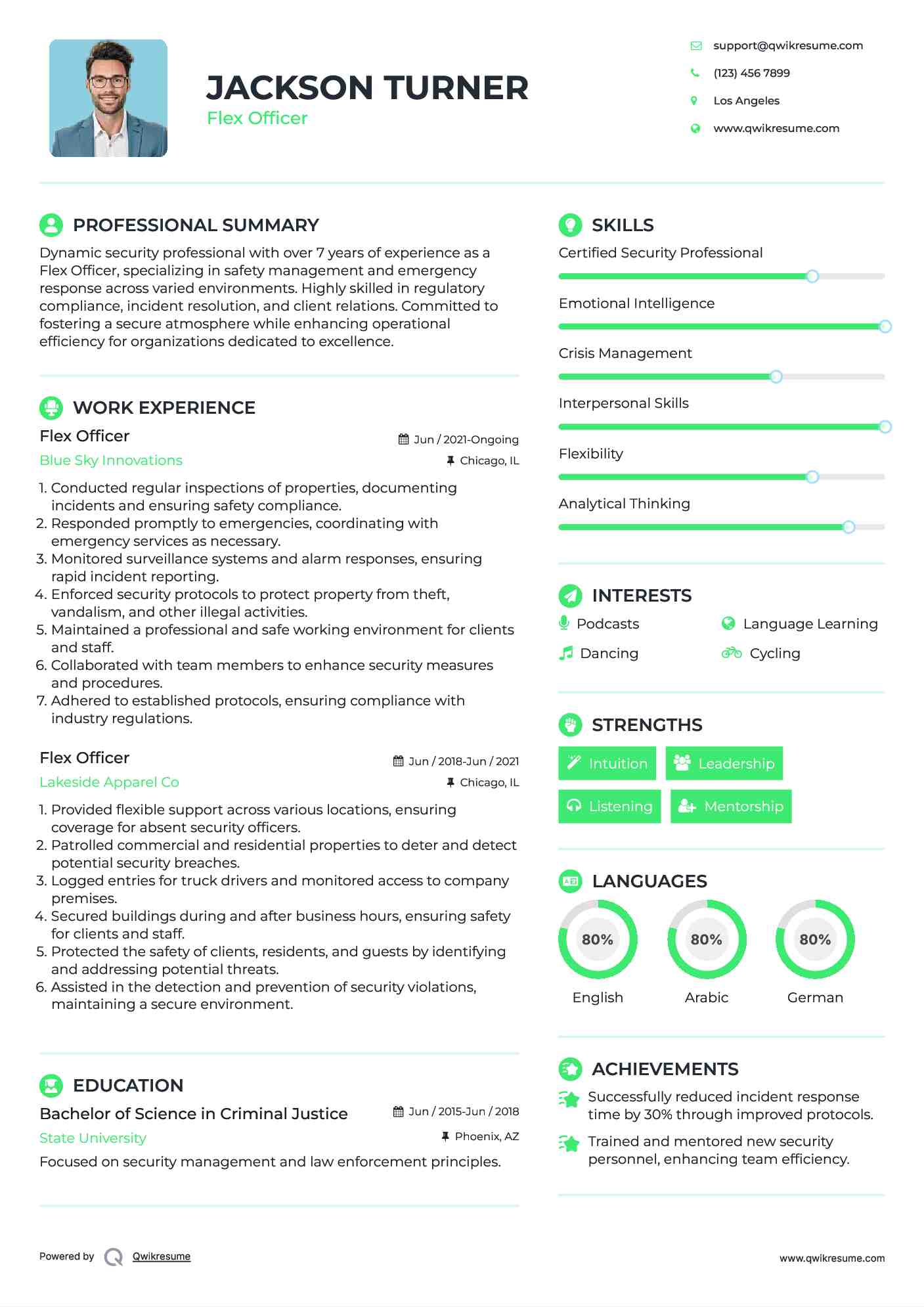 Flex Officer Resume Model