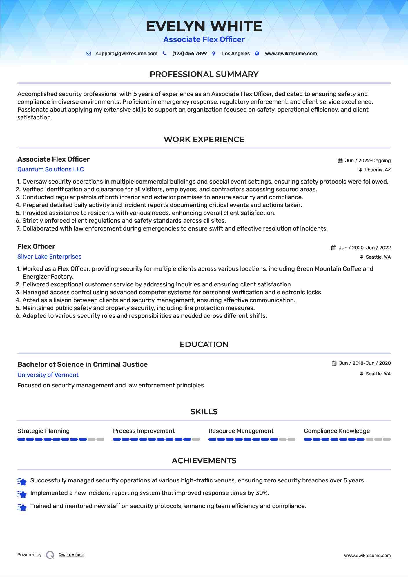 Associate Flex Officer
 Resume Template