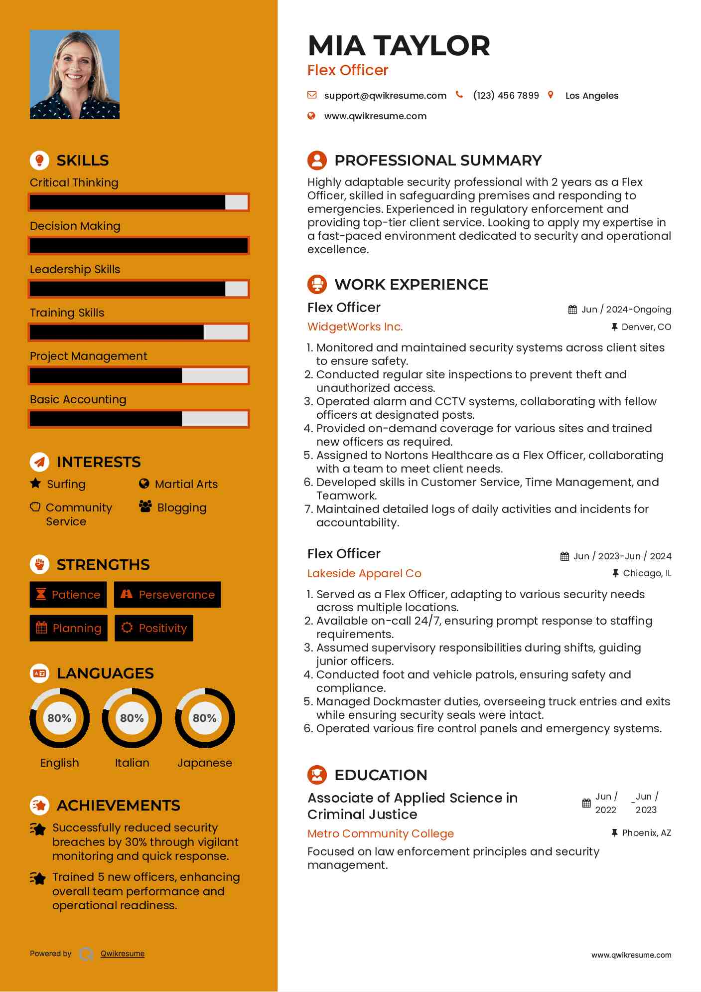 Flex Officer Resume Template