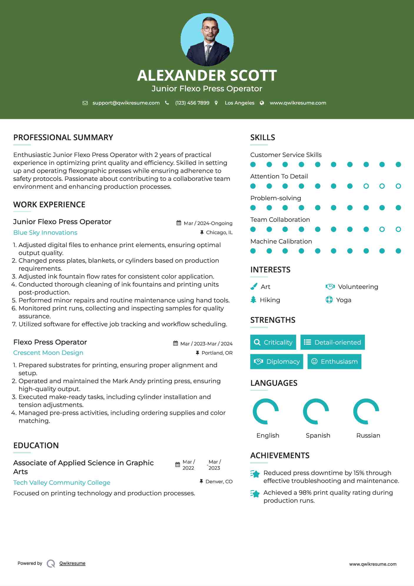 Junior Flexo Press Operator Resume Format