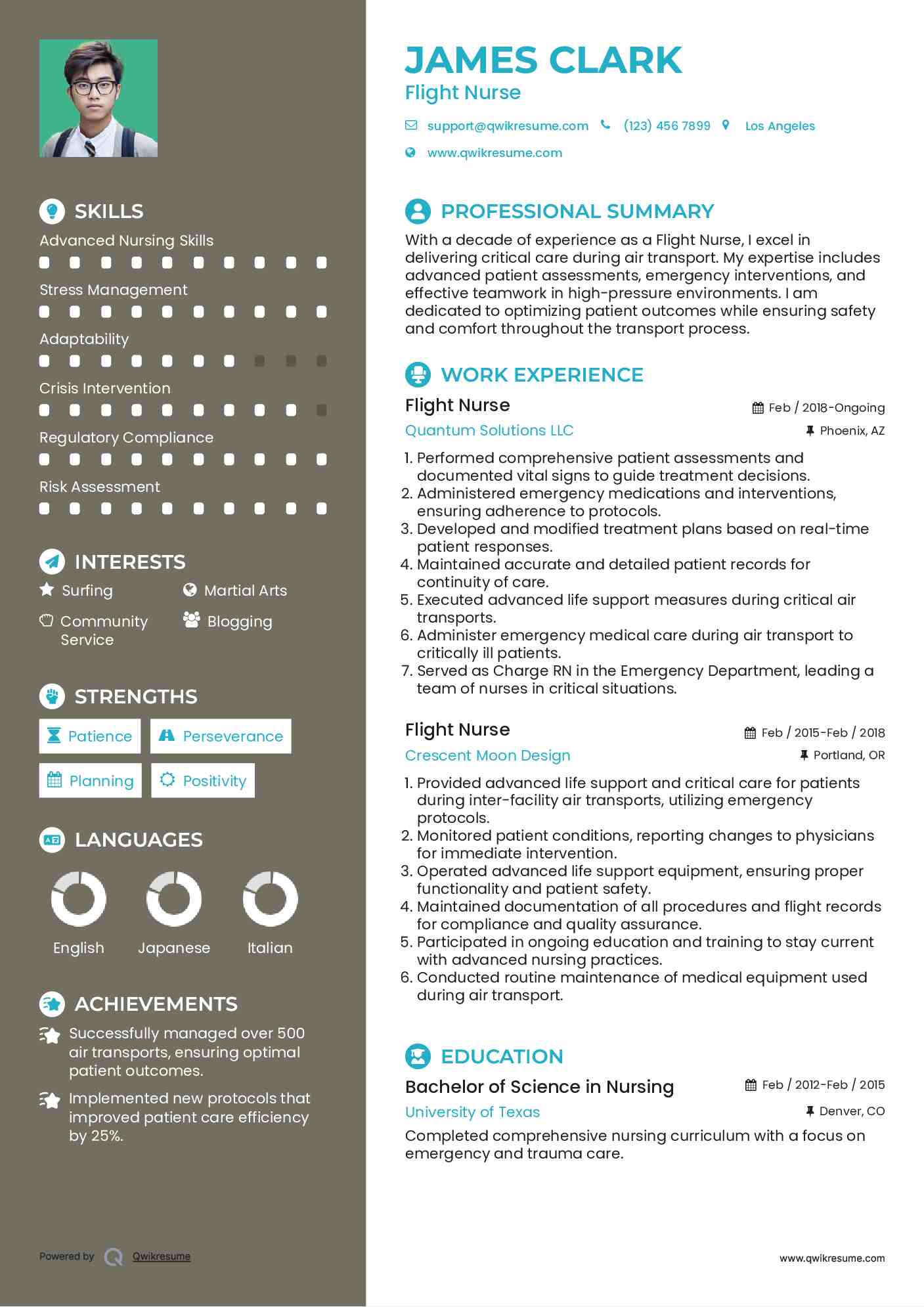 Flight Nurse Resume Sample