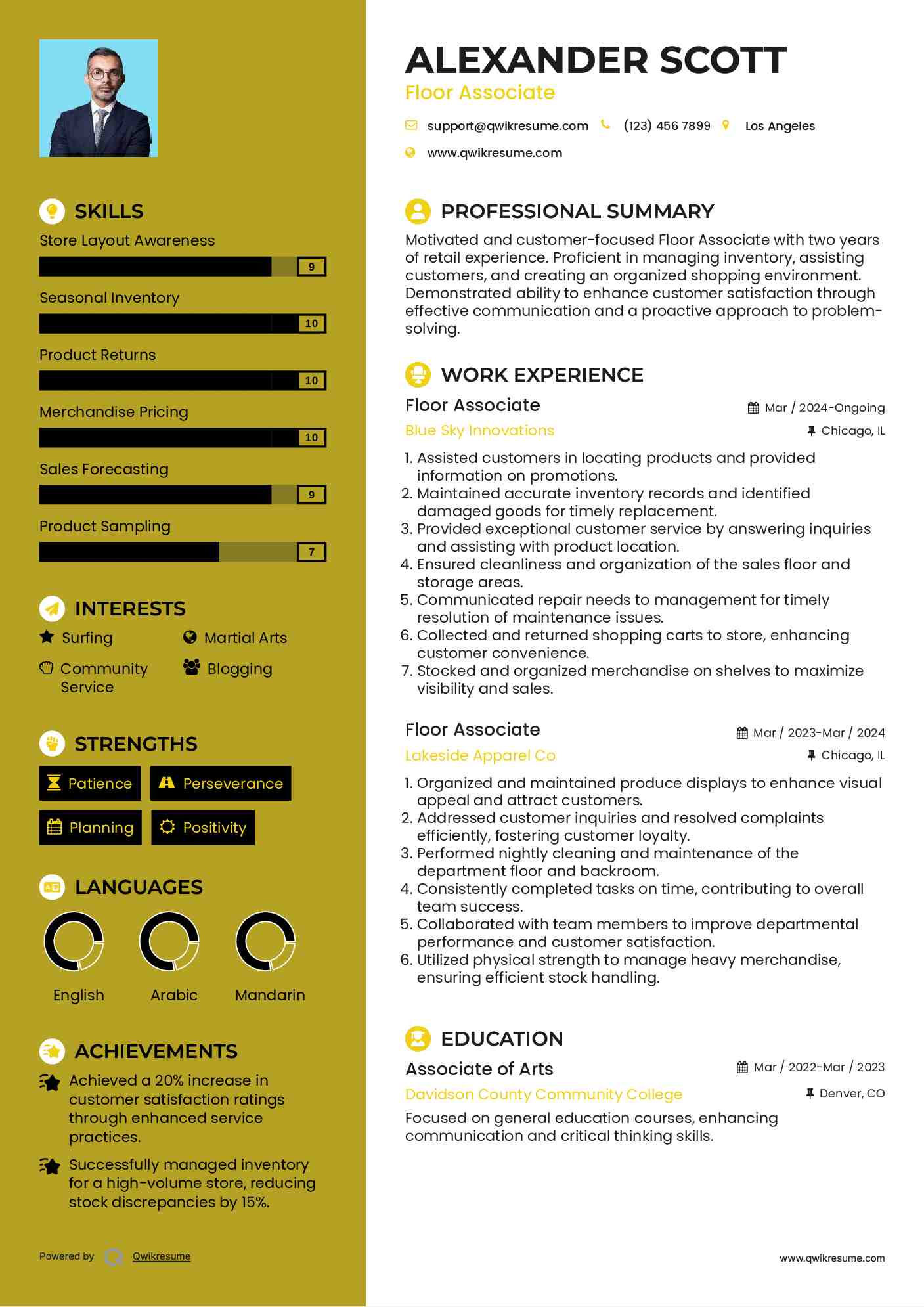 Floor Associate Resume Model