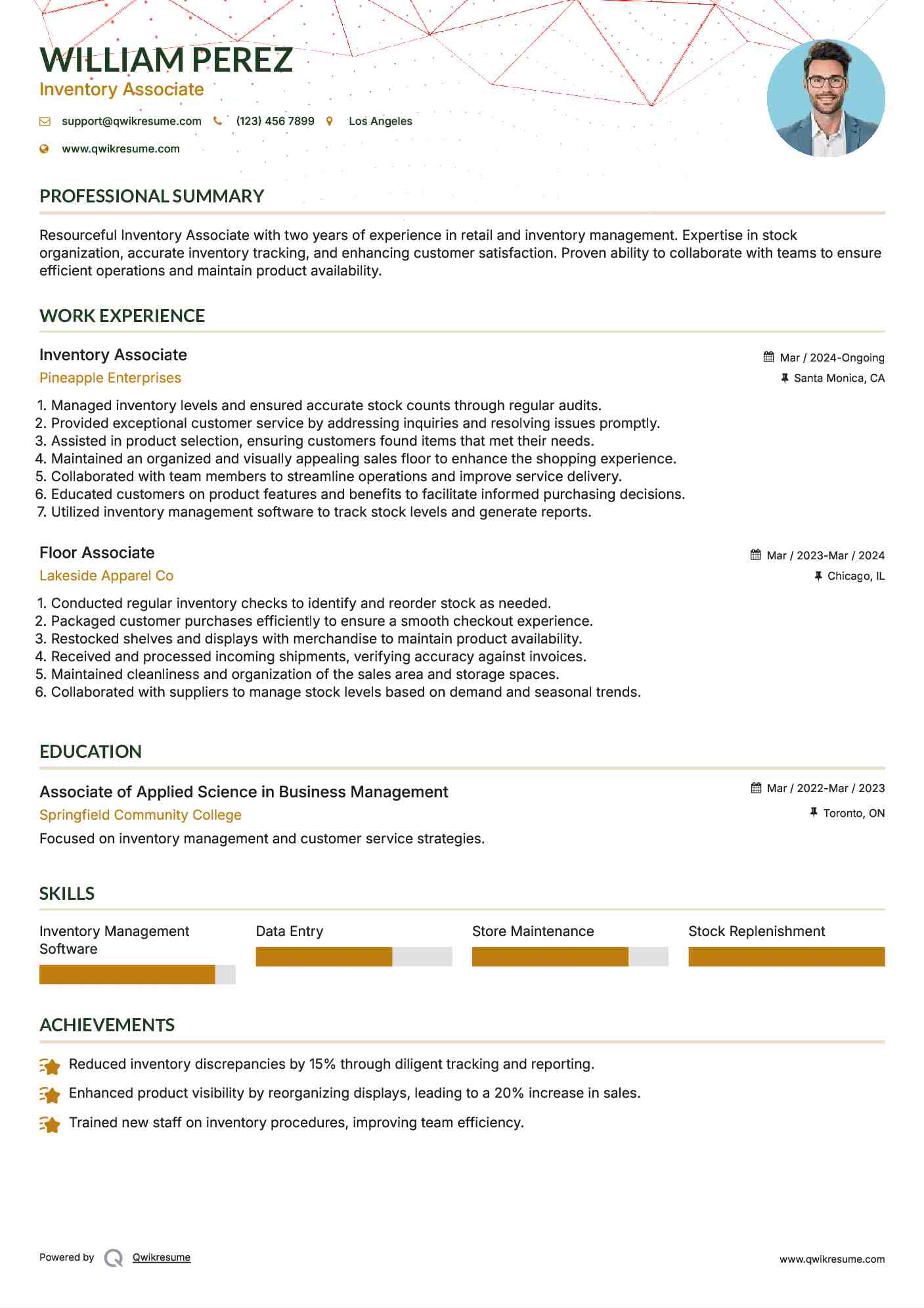 Inventory Associate Resume Template