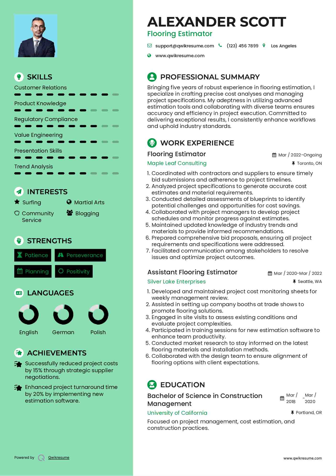 Flooring Estimator Resume Template