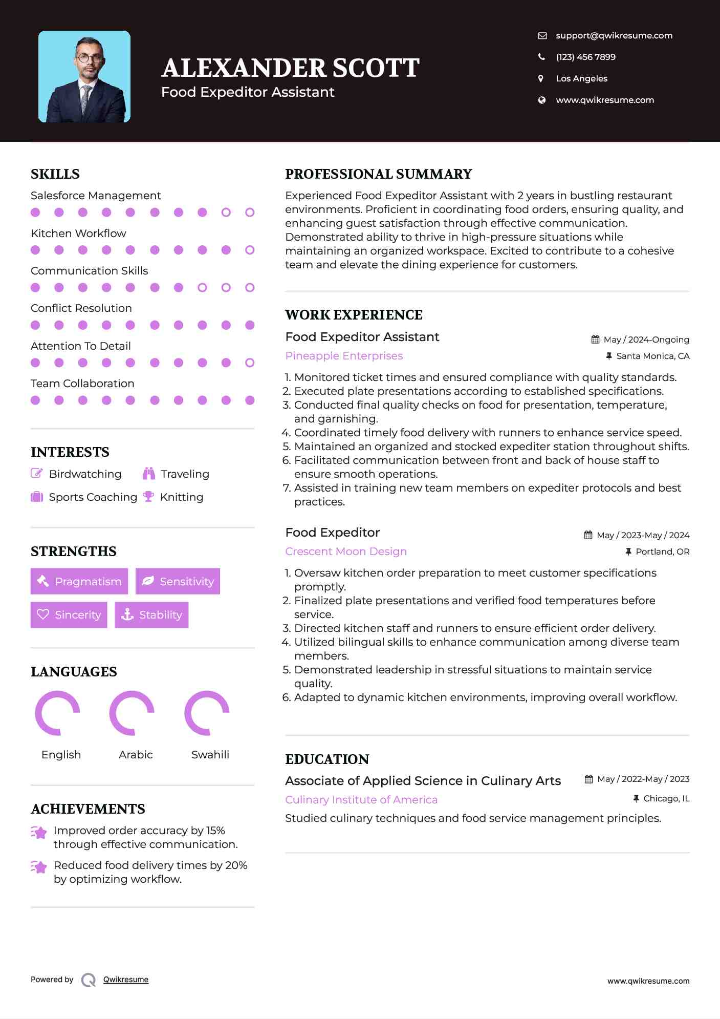 food expeditor resume samples qwikresume food expeditor resume