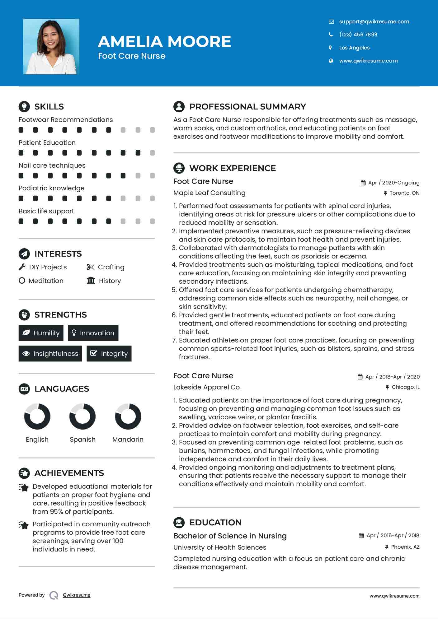 Foot Care Nurse Resume Template
