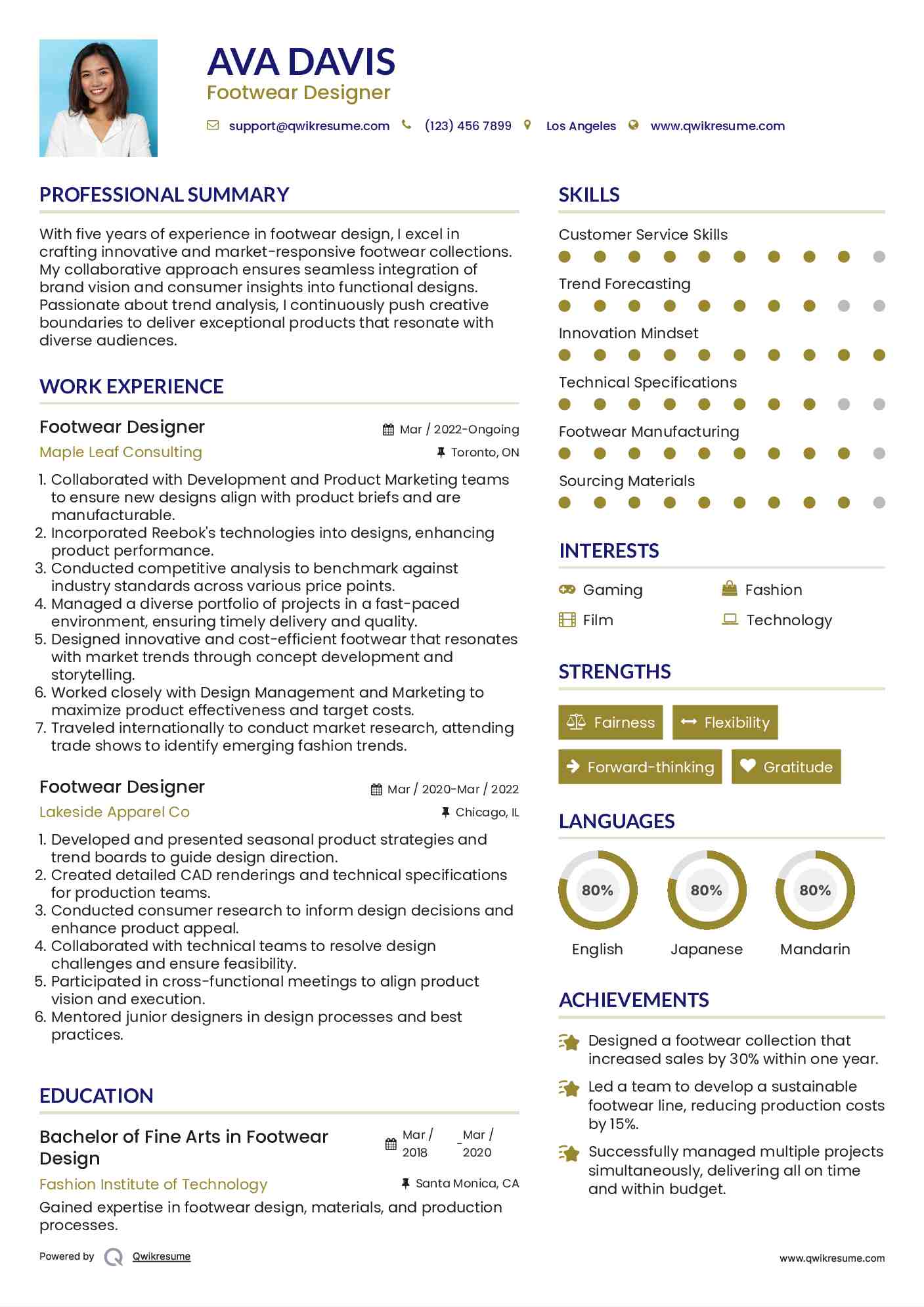 Footwear Designer Resume Template
