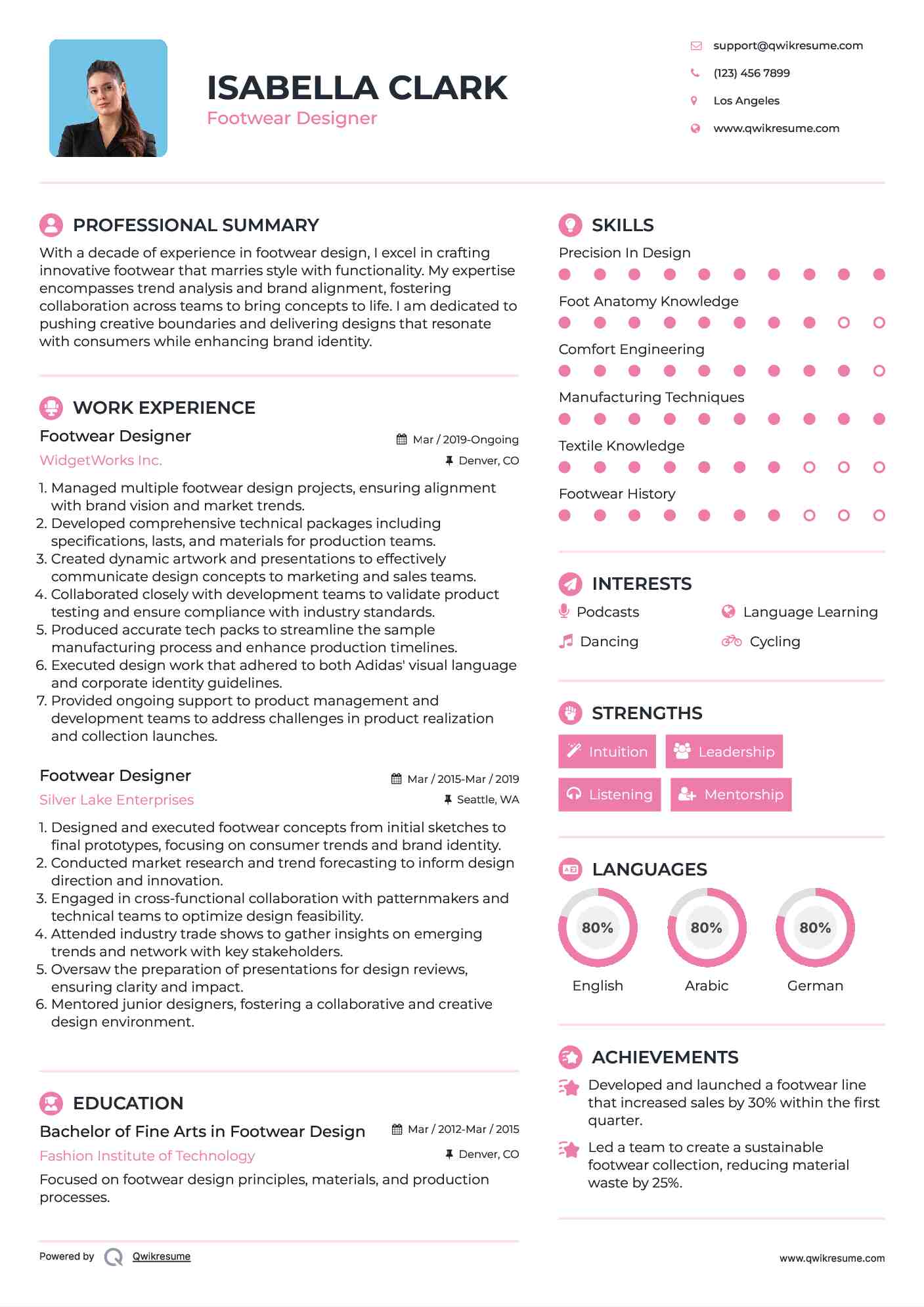 Footwear Designer Resume Example