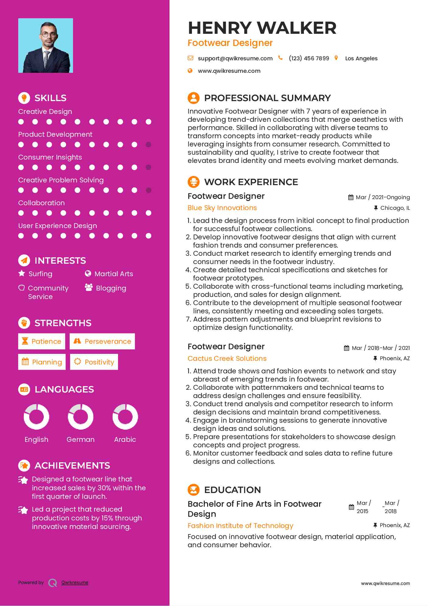 Footwear Designer Resume Format