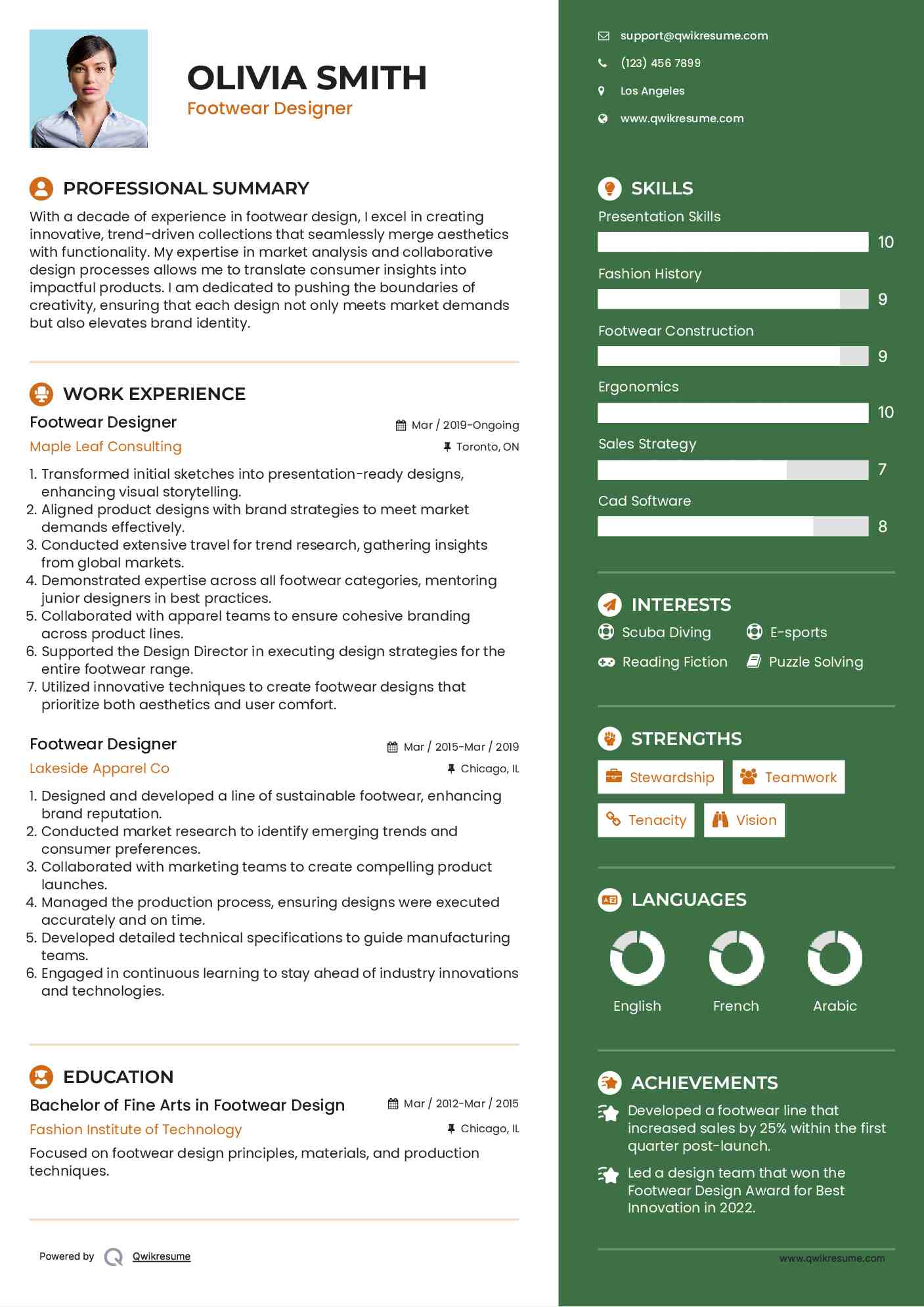 Footwear Designer Resume Sample