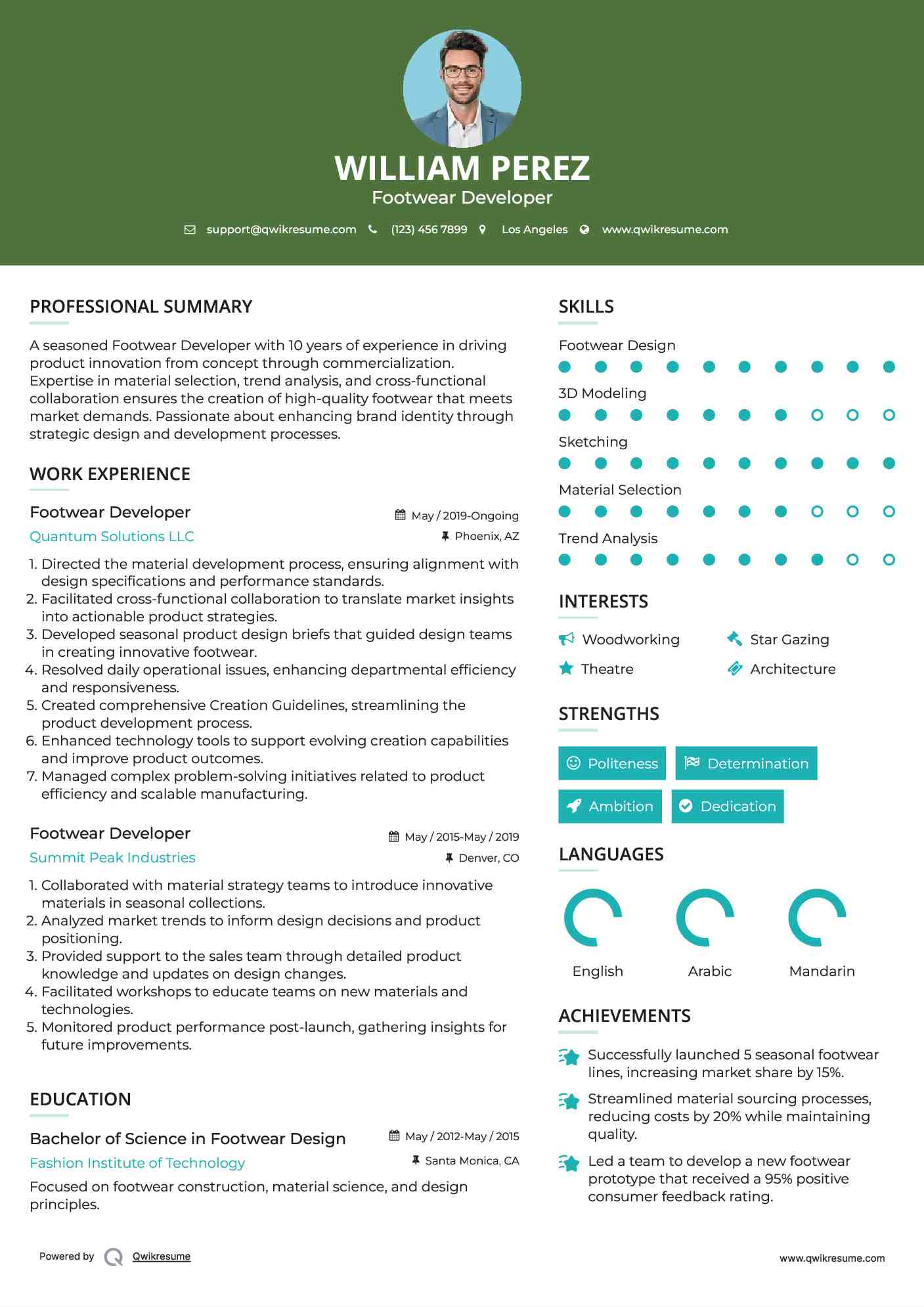 Footwear Developer Resume Samples QwikResume