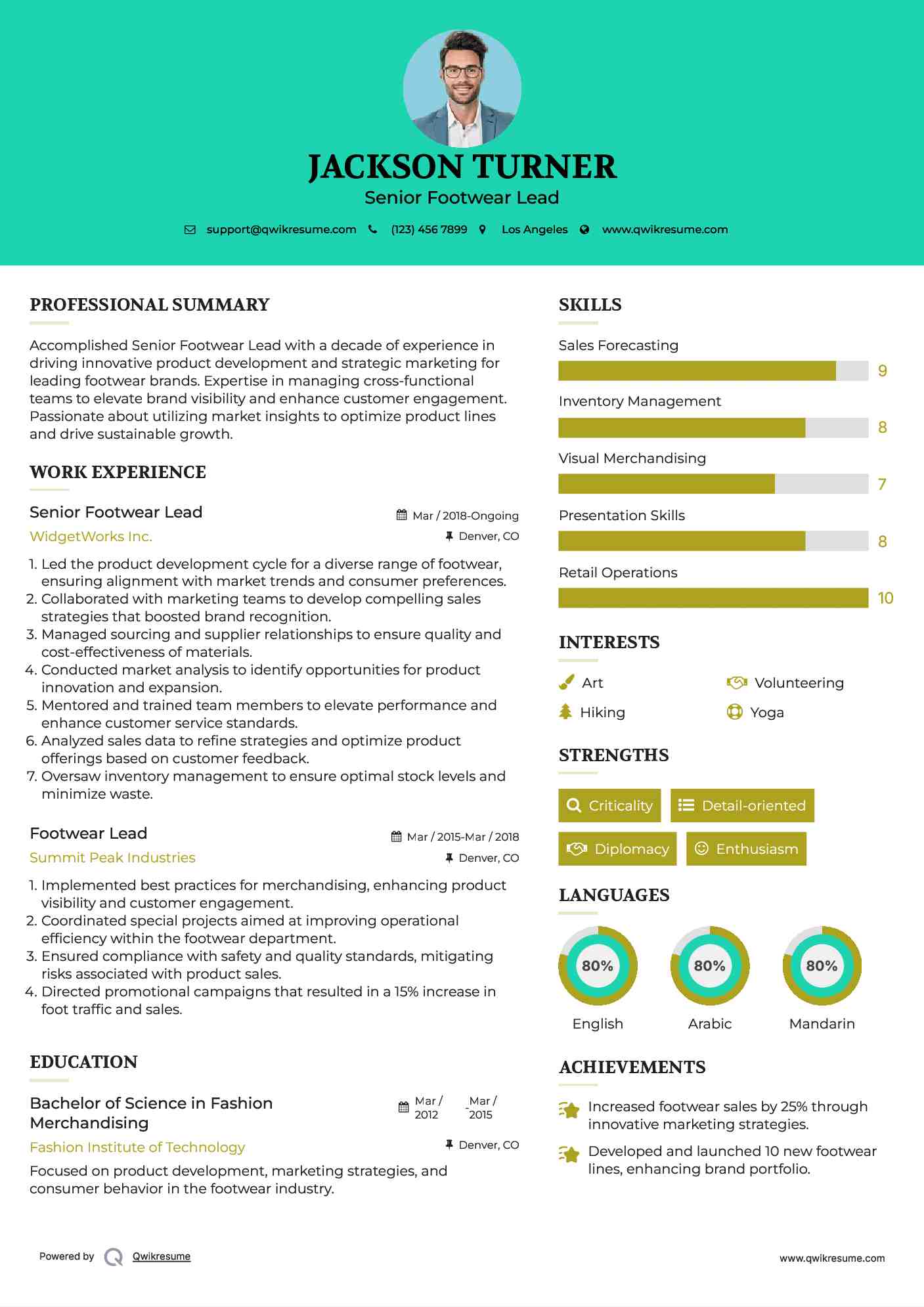 Senior Footwear Lead Resume Template