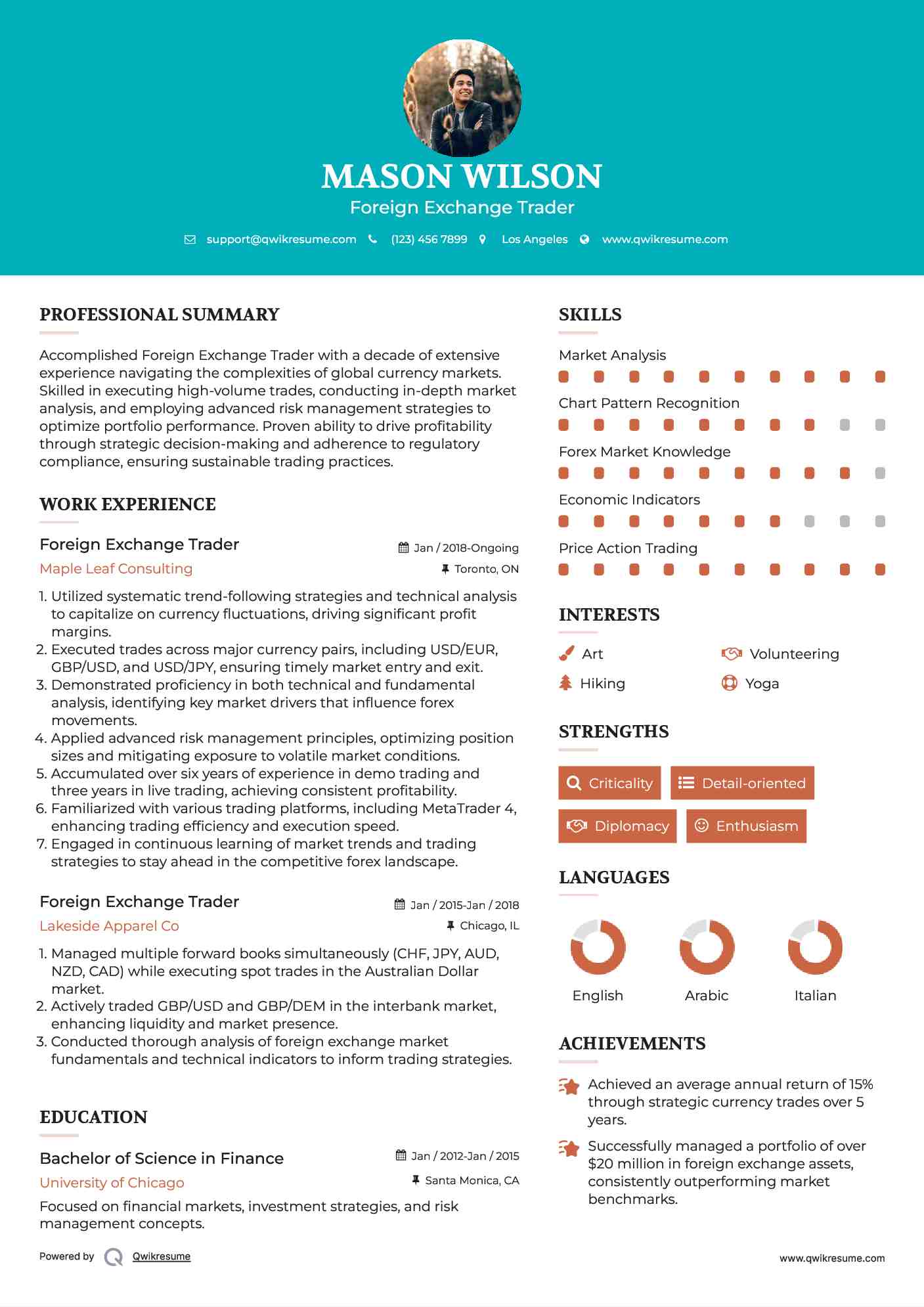 Foreign Exchange Trader Resume Format