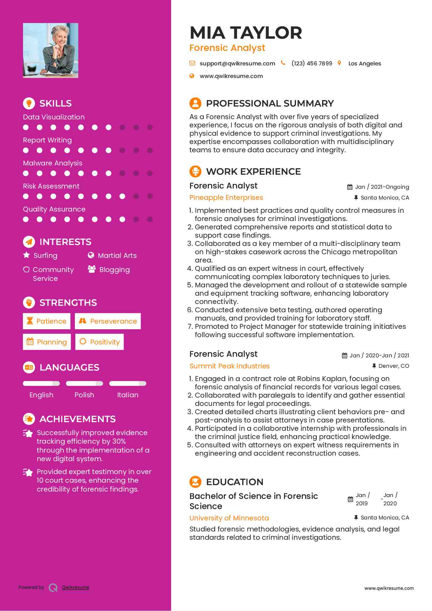 Forensic Analyst Resume Model