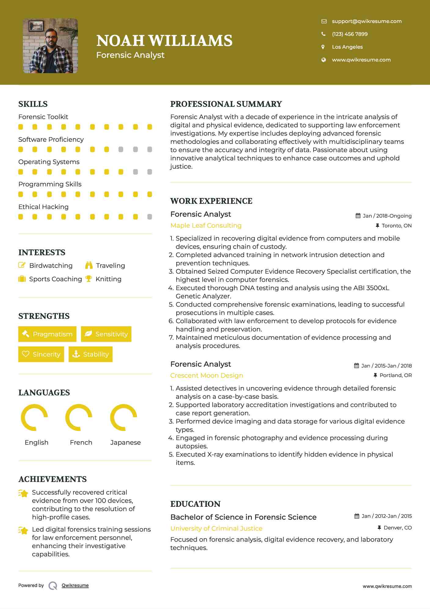 Forensic Analyst Resume Samples QwikResume