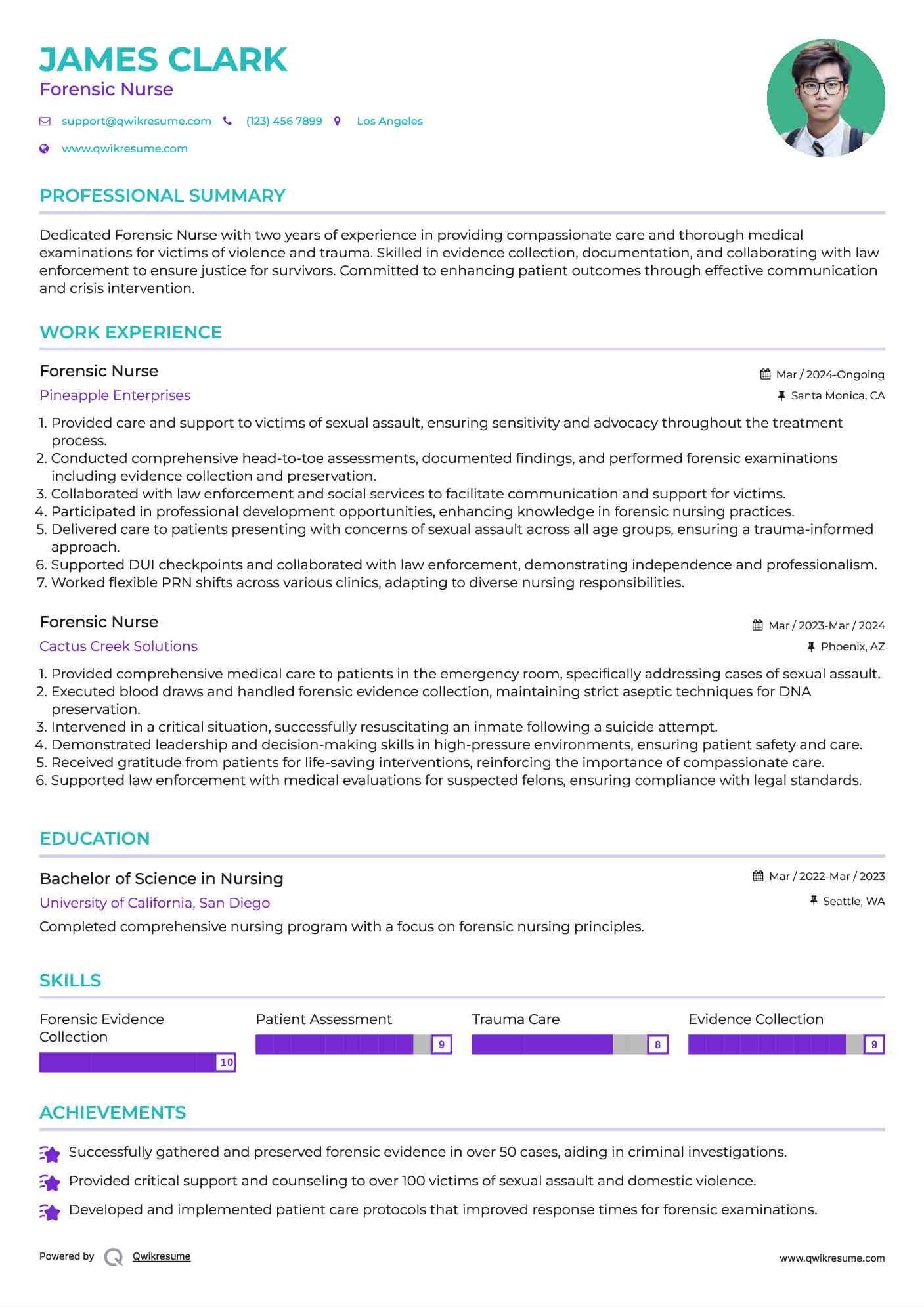 Forensic Nurse Resume Sample